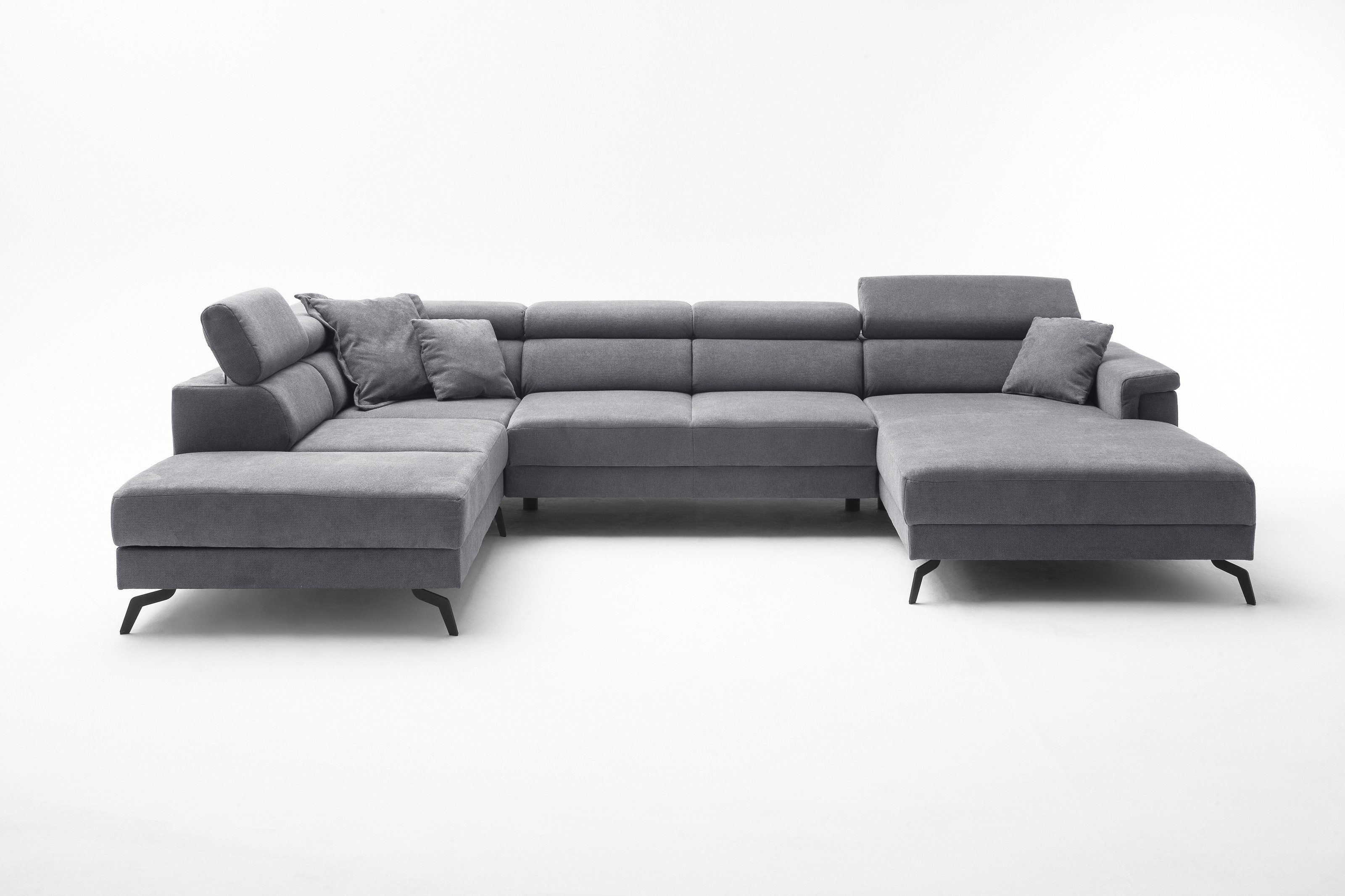 Iwaniccy Wohnlandschaft U-Form, elektr. Sitzverstellung, grau - 360x96x239 (BxHxT)