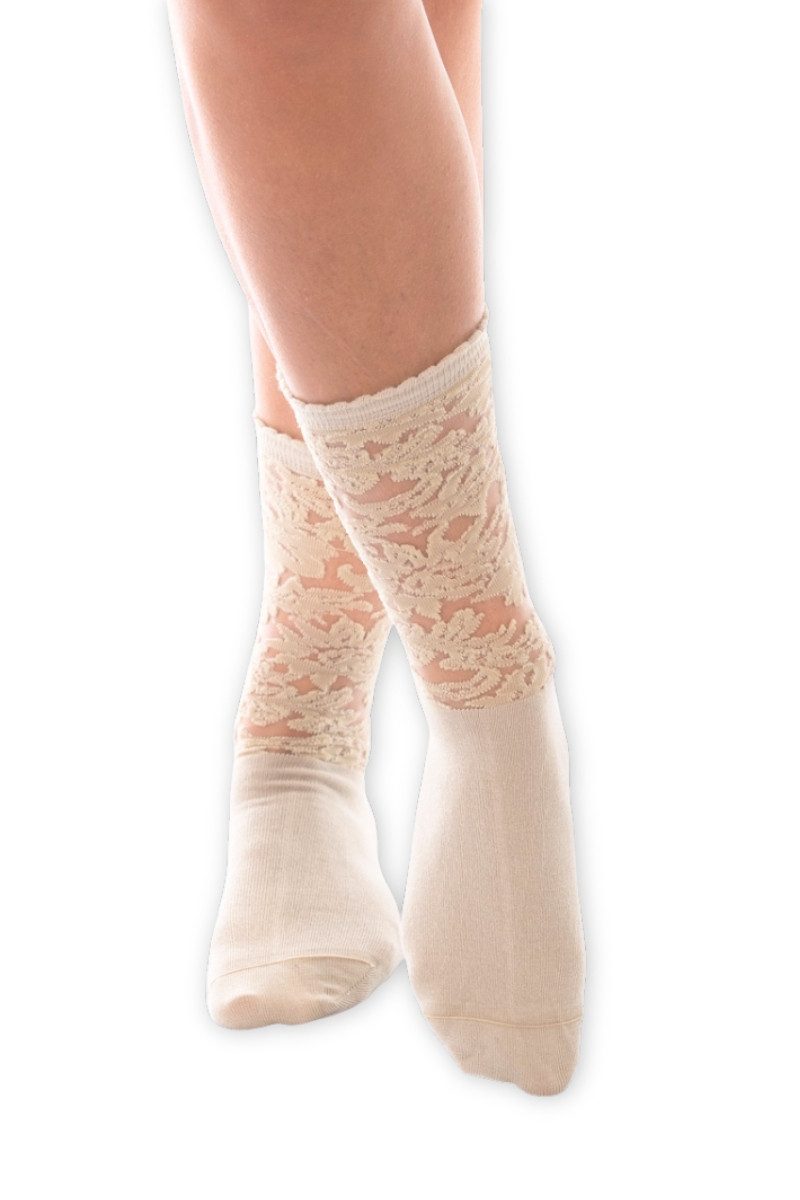 DAILYSOCKS Trachtensocken Socken - FLORA 1.0 - marine, sand, white