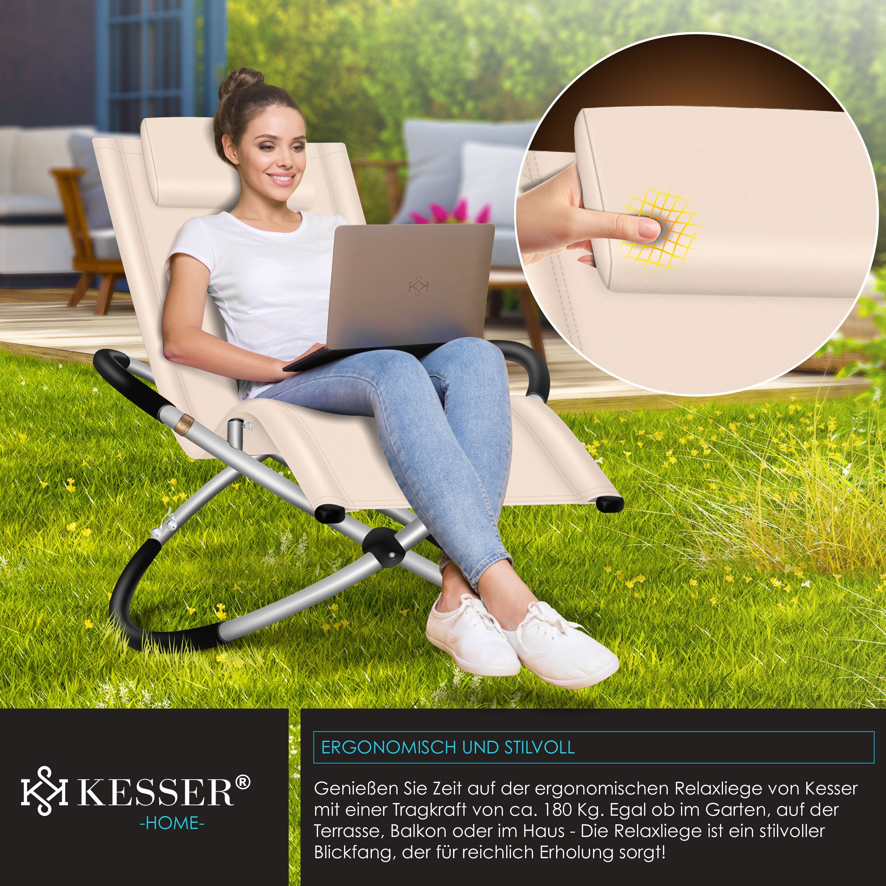 KESSER Gartenliege, Relaxliege Liegestuhl Gartenliege Gartenstuhl Klappstuhl