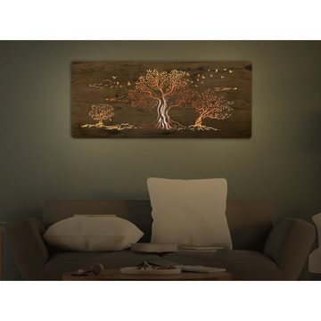 WohndesignPlus LED-Bild LED-Wandbild "Drei Oliven" 120cm x 60cm mit 230V, Natur, DIMMBAR! Viele Größen und verschiedene Dekore sind möglich.