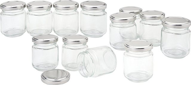 VBS Großhandelspackung Einmachglas “Gläser mit Schraubdeckel”, Glas, rund 12 Stück
