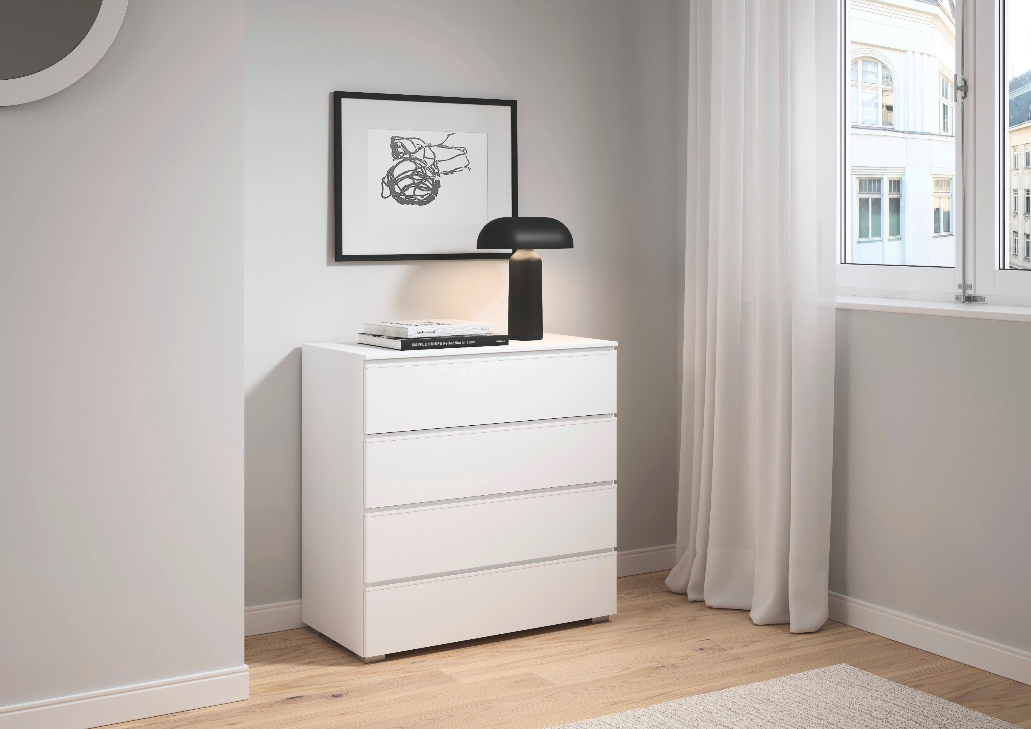 rauch Schubkastenkommode Sideboard Kommode Schubladenkommode Wäscheschrank MAINZ (Breite 80 cm), vier praktische und geräumige Schubladen MADE IN GERMANY
