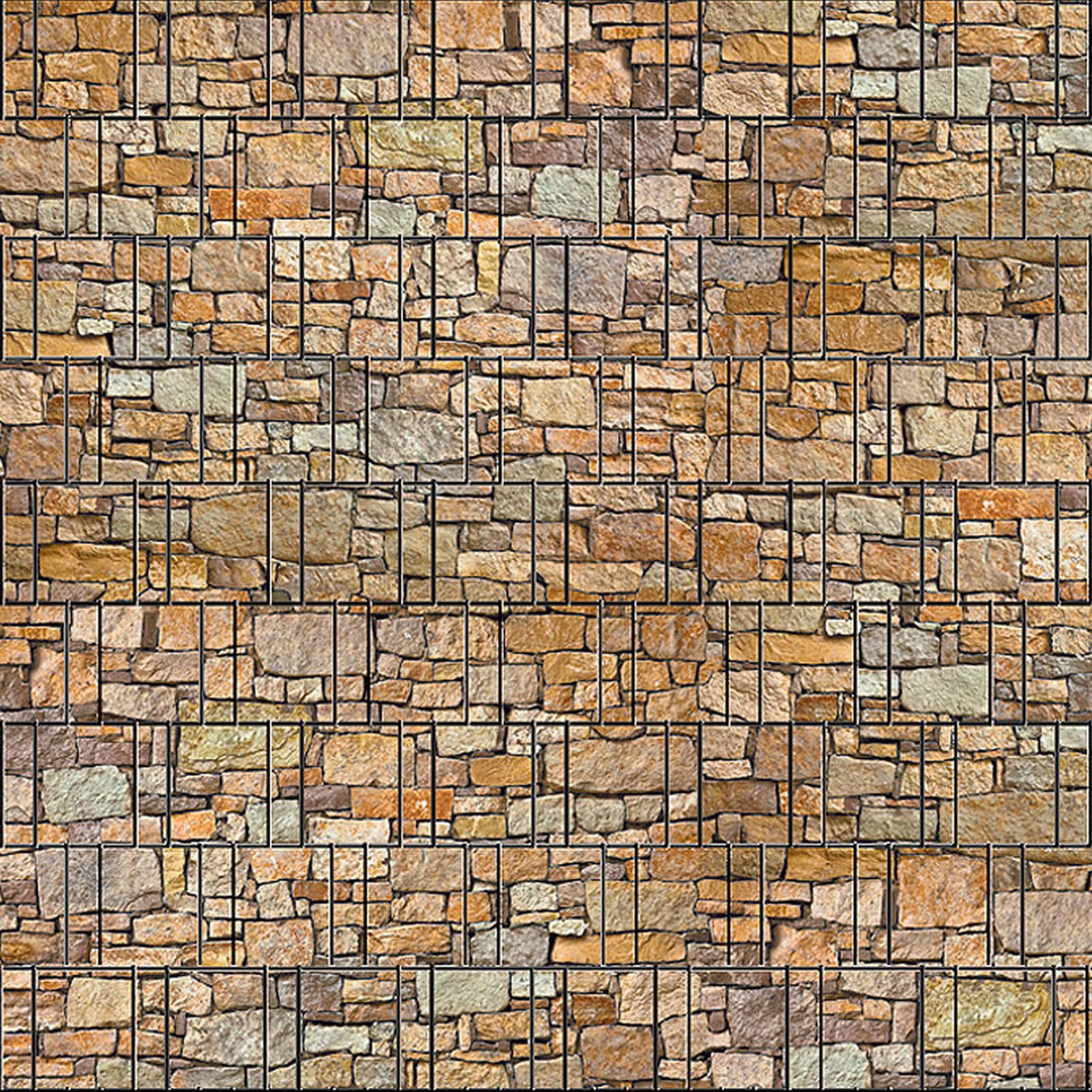 zaunzu Sichtschutzstreifen Stein Bunt bedruckter Sichtschutz 2,5m x 2,0m, (1 Rolle, Zaundruck Sichtschutzstreifen), Beidseitiger Druck für Doppelstabgitter