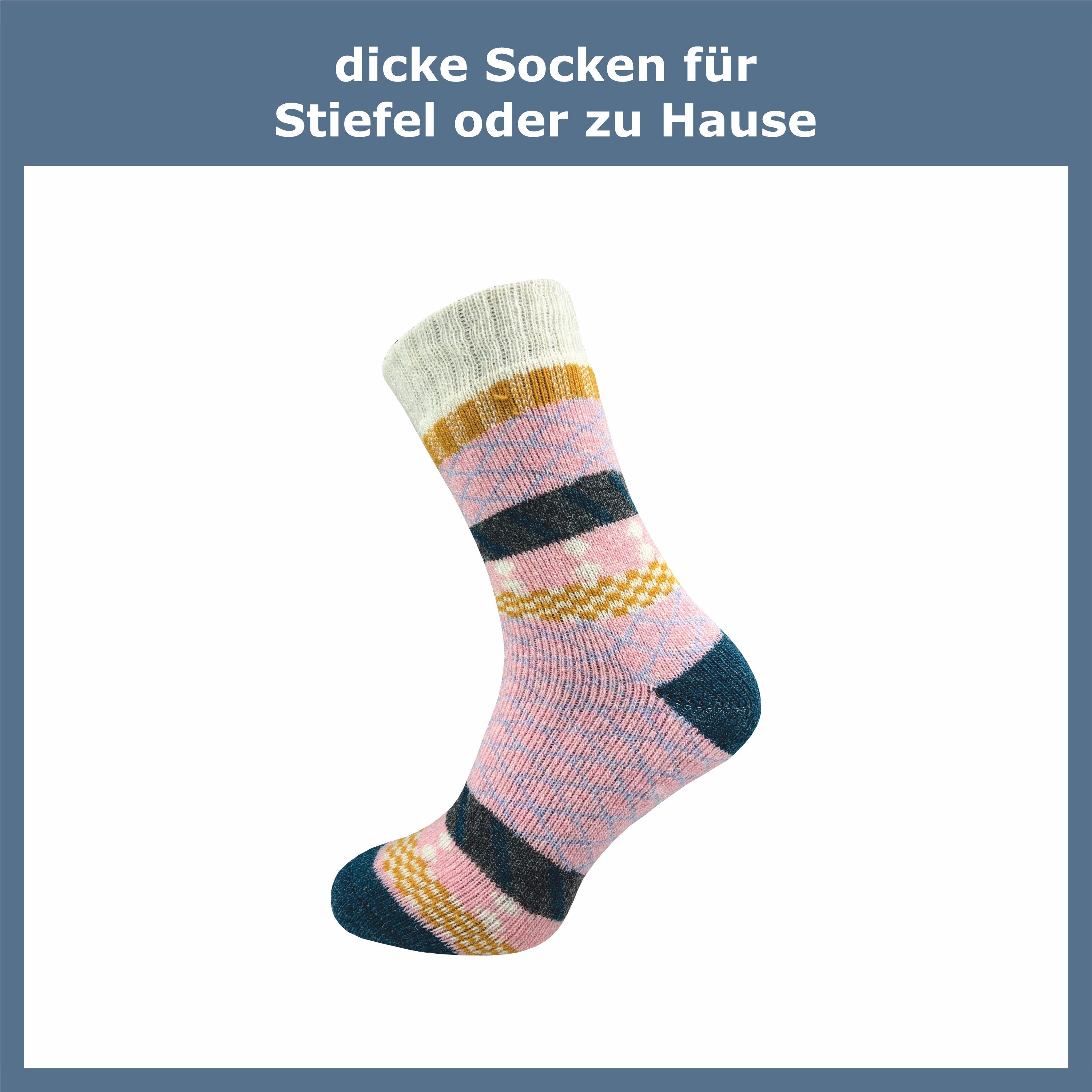 GAWILO Norwegersocken für Damen mit Wolle im skandinavischen Look (2 Paar) Extra warm & weich - Komfortbund ohne Gummidruck