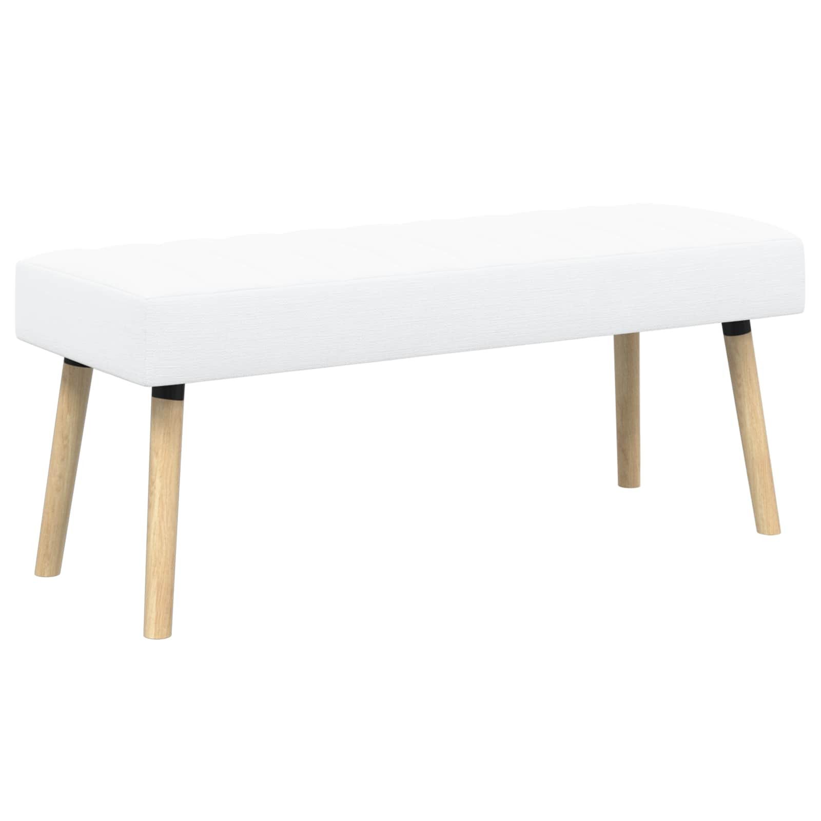 vidaXL Sitzbank Kanalgepolsterte Bank Weiß 110 x 40 x 46 cm Stoff (1-St)