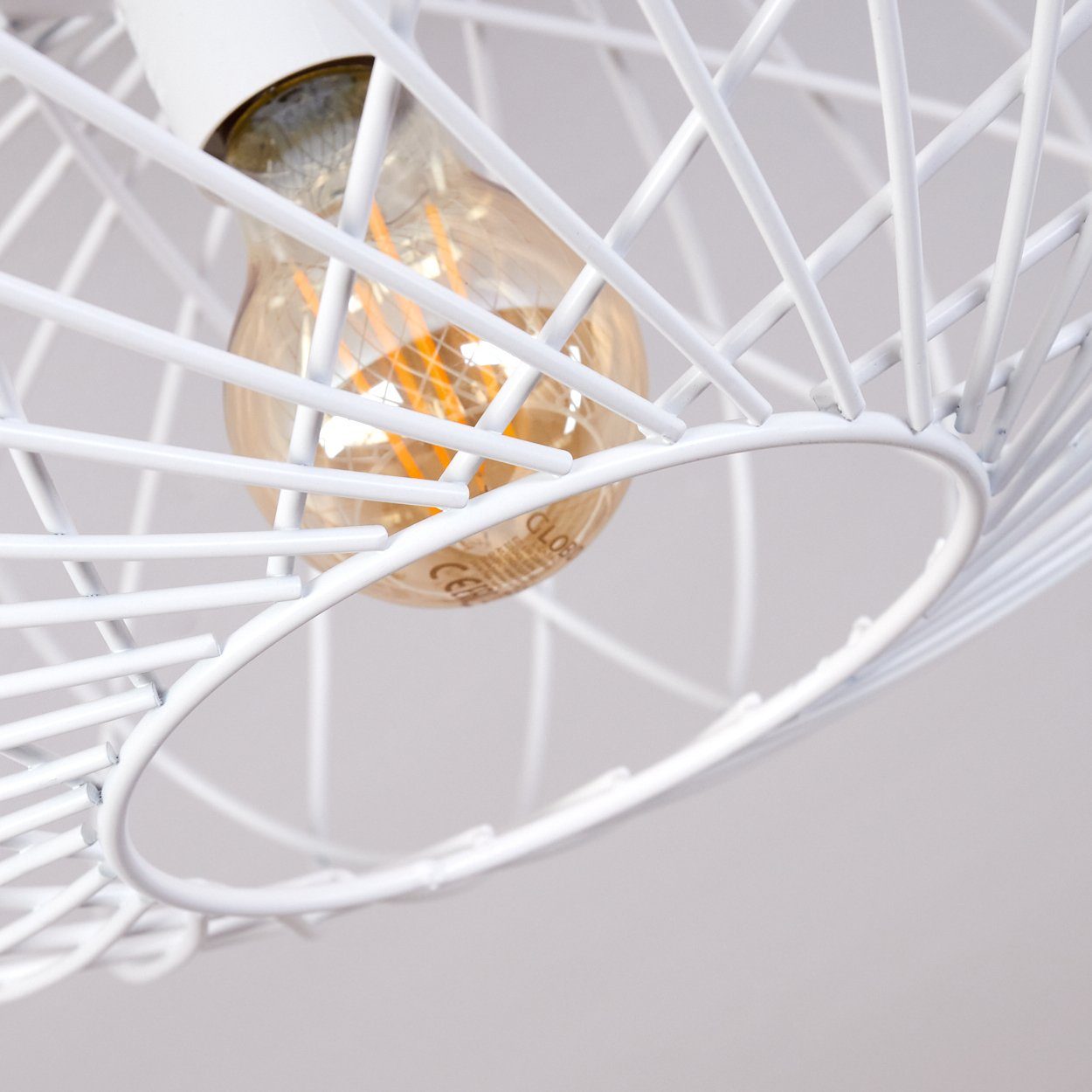 hofstein Deckenleuchte »Pieris« runde durch Retro-Leuchte Deckenlampe ohne Metall in Weiß, Ø41cm, aus E27 Lichteffekt Leuchtmittel, Gitter-Optik, mit