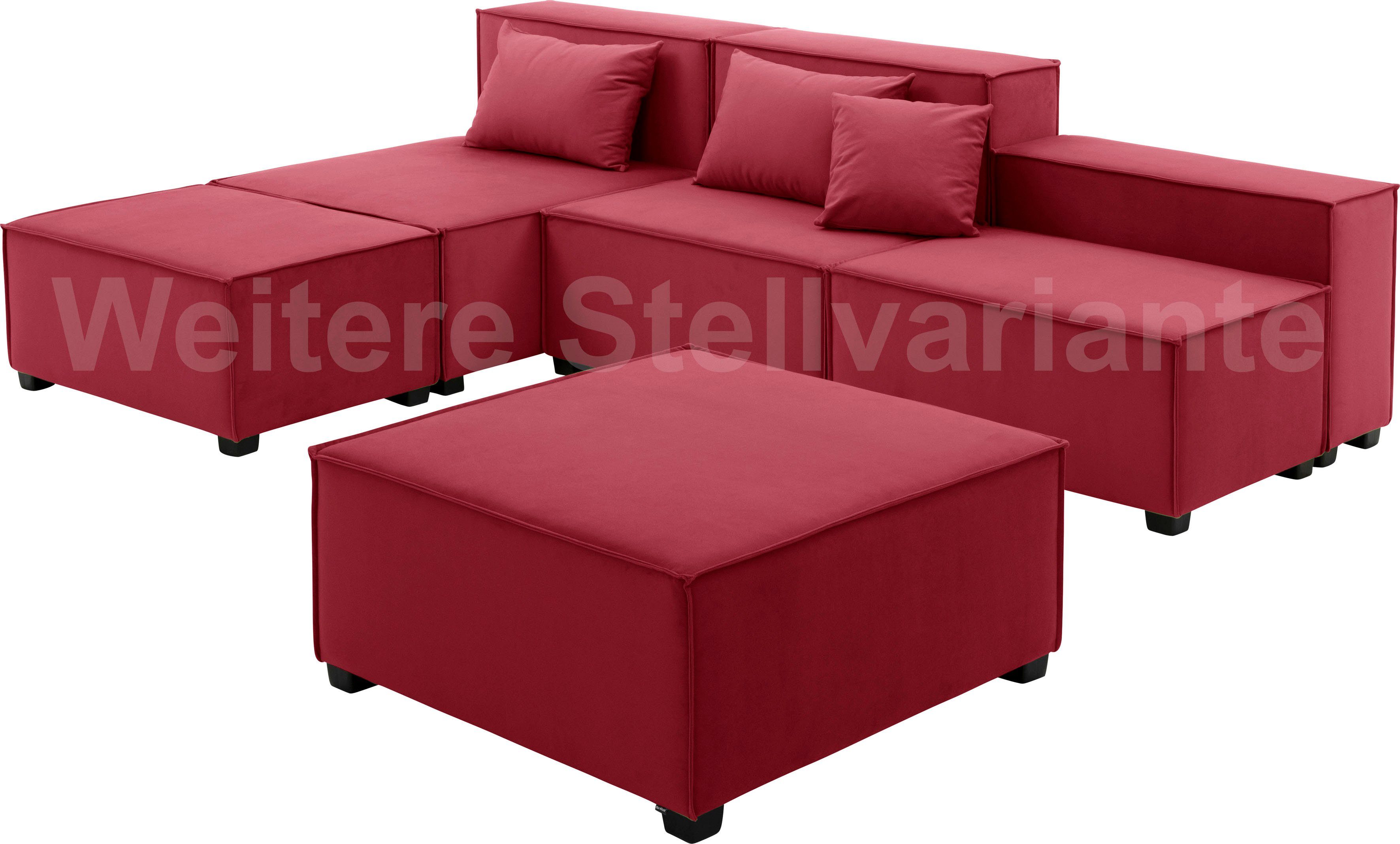 Zierkissen, Sofa-Set Sitz-Elementen, Max 3 Set, kombinierbar MOVE, aus inklusive rot 8 03 Wohnlandschaft Winzer®