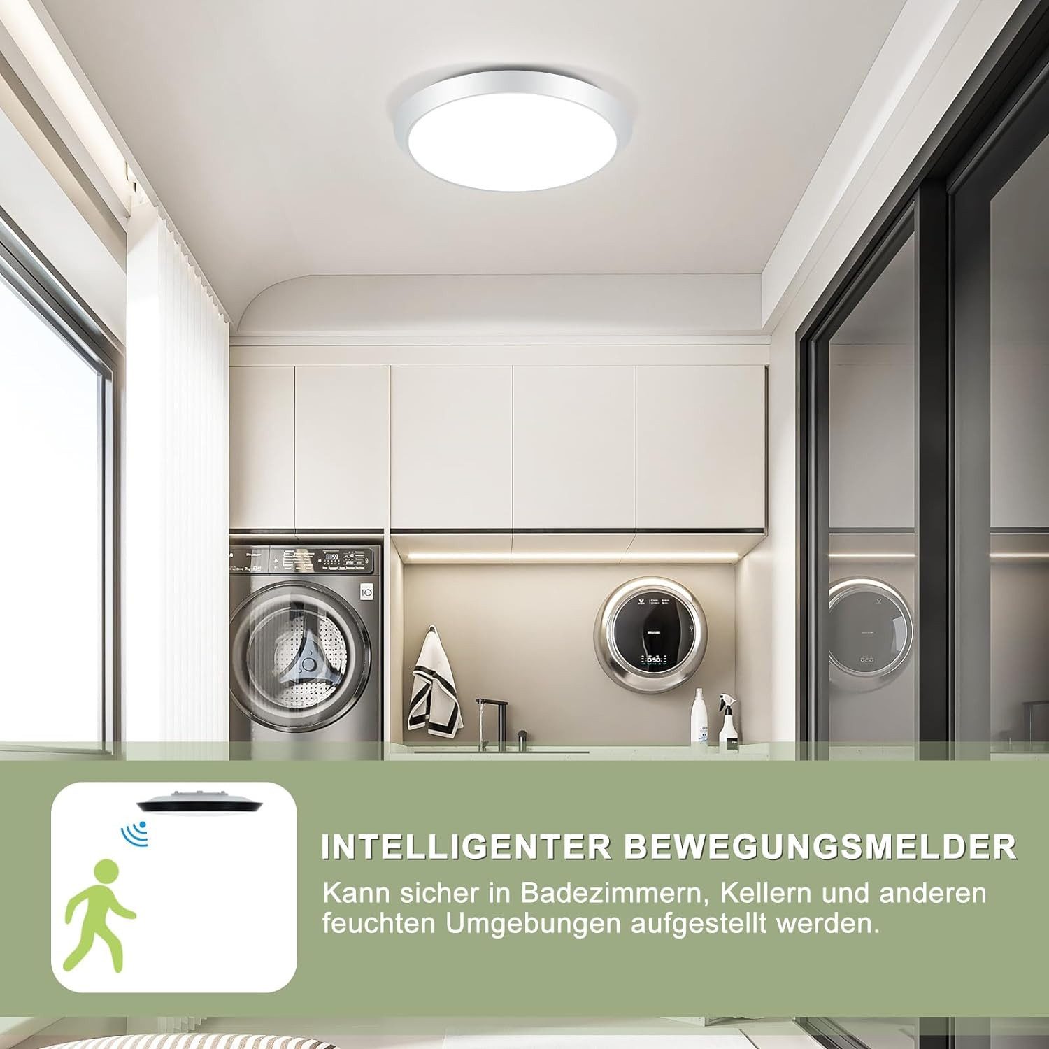 Nettlife LED Deckenleuchte LED Deckenleuchte Bewegungsmelder Schwarz 4000 K günstig online kaufen