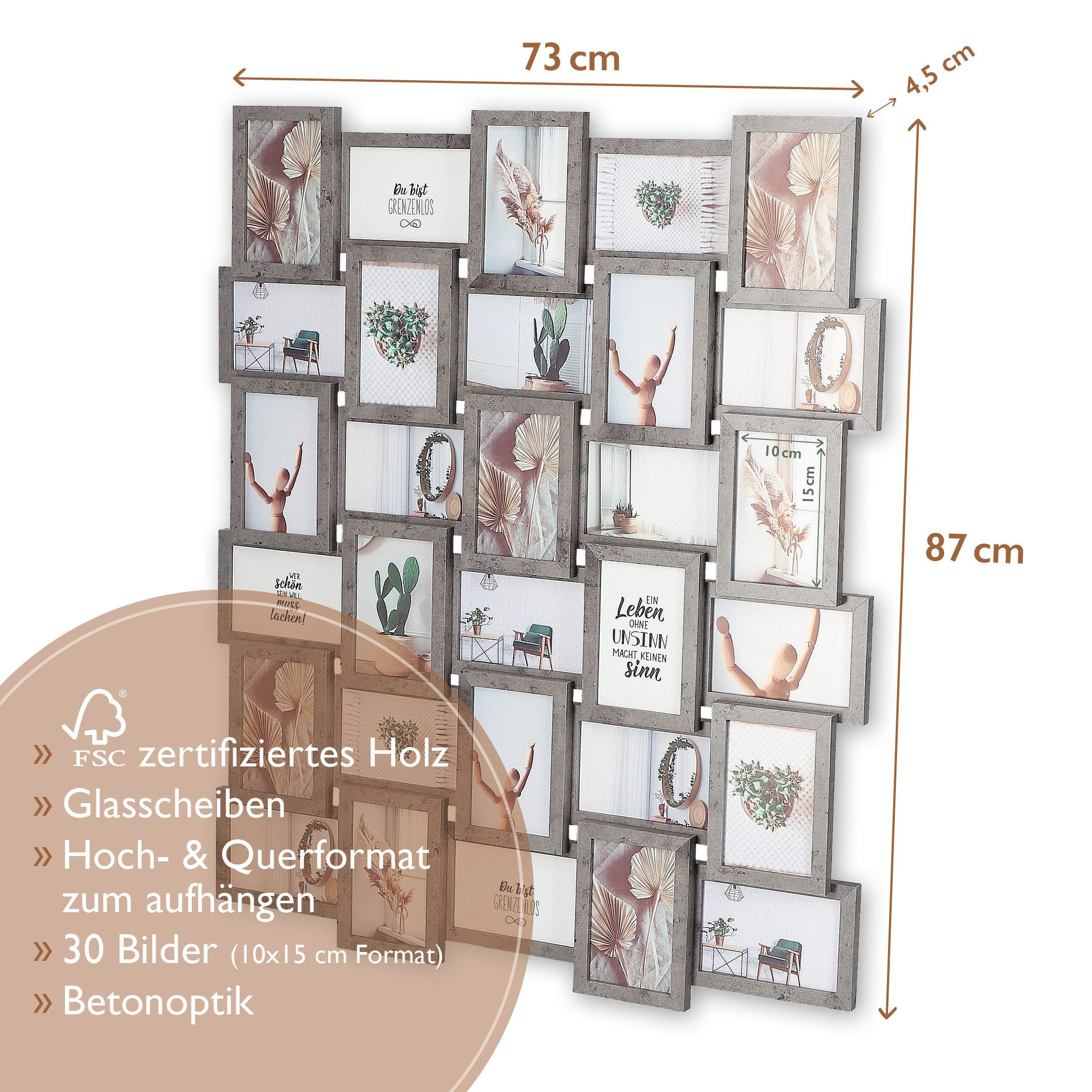 Wackadoo Living Bilderrahmen Collage Holzbilderrahmen Galerie mit Glas und günstig online kaufen