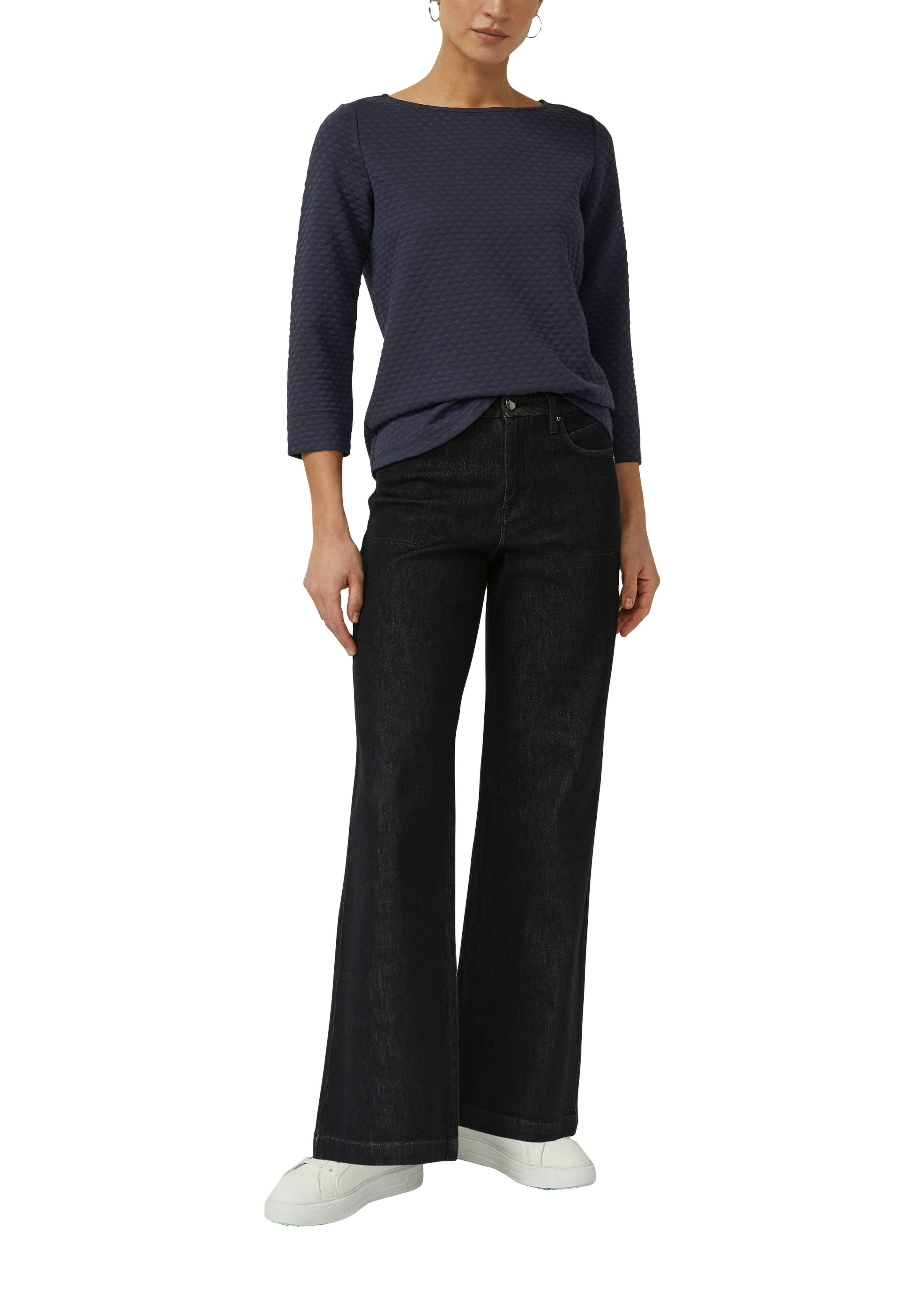 s.Oliver BLACK LABEL Sweatshirt im Relaxed Fit mit U-Boot-Ausschnitt – Bild 3 von 4