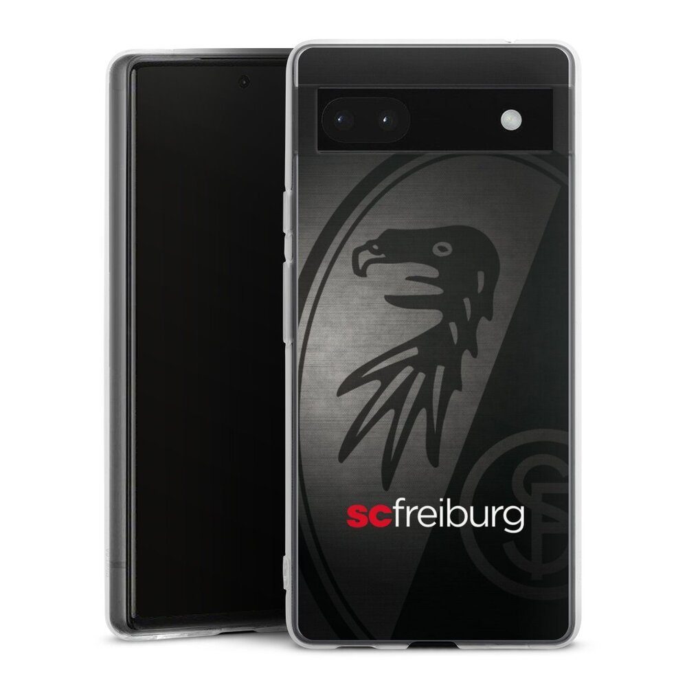 DeinDesign Handyhülle SC Freiburg Offizielles Lizenzprodukt Metallic Look, Google Pixel 6a Silikon Hülle Bumper Case Handy Schutzhülle