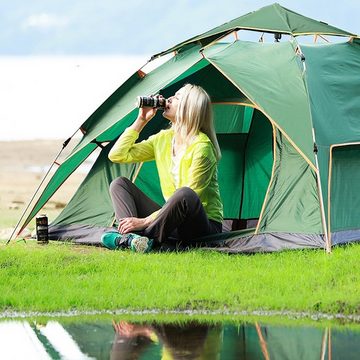 CALIYO Wurfzelt Camping Zelt Automatisches Sofortzelt 2-3 Personen Pop Up Zelt, (1 tlg), Doppelschicht Winddichte Ultraleichte Kuppelzelt UV Schutz