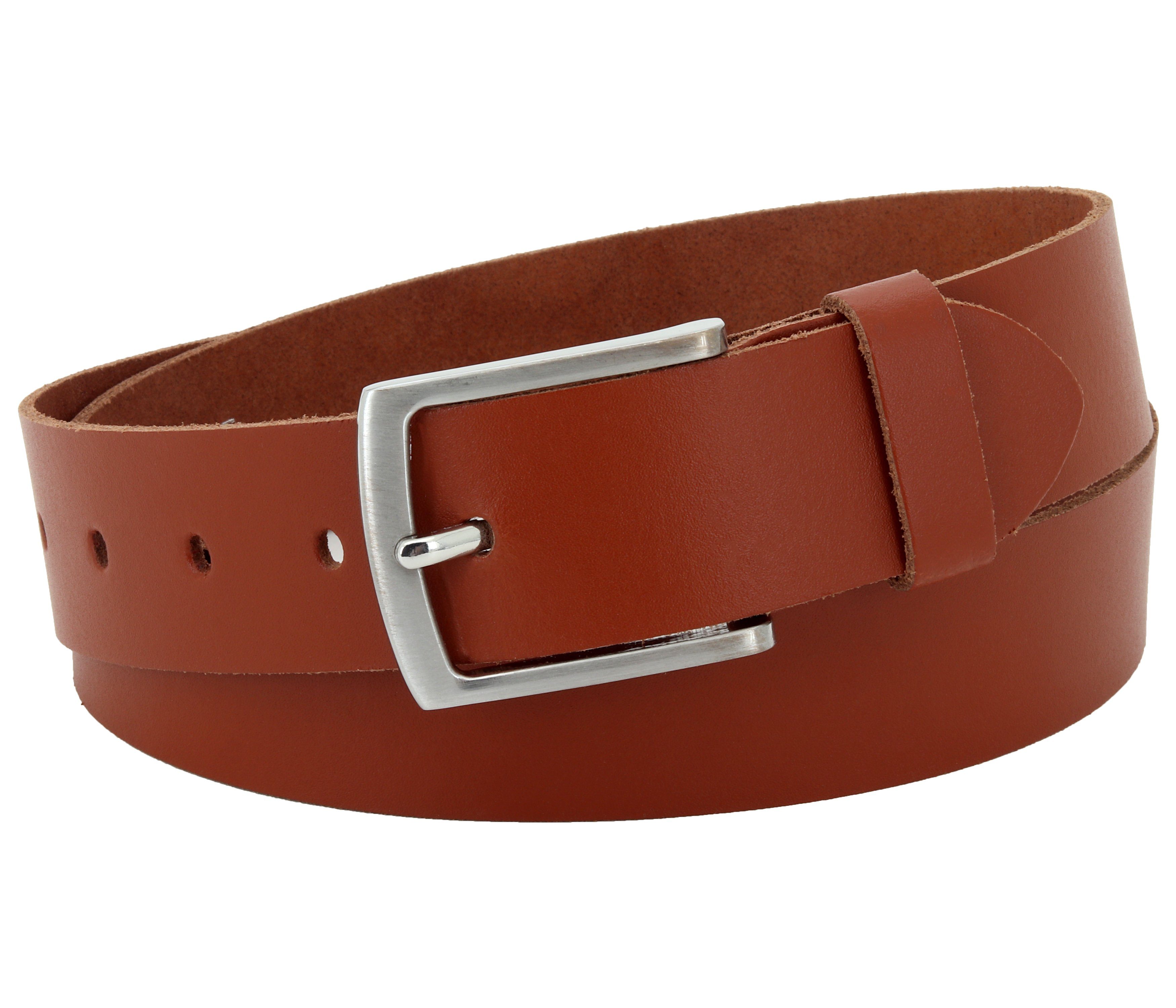 COLOGNEBELT Ledergürtel OM528-SL-Cognac MADE IN GERMANY, Cognac Kürzbar, 100 % Echtleder, Aus einem Stück, Unisex