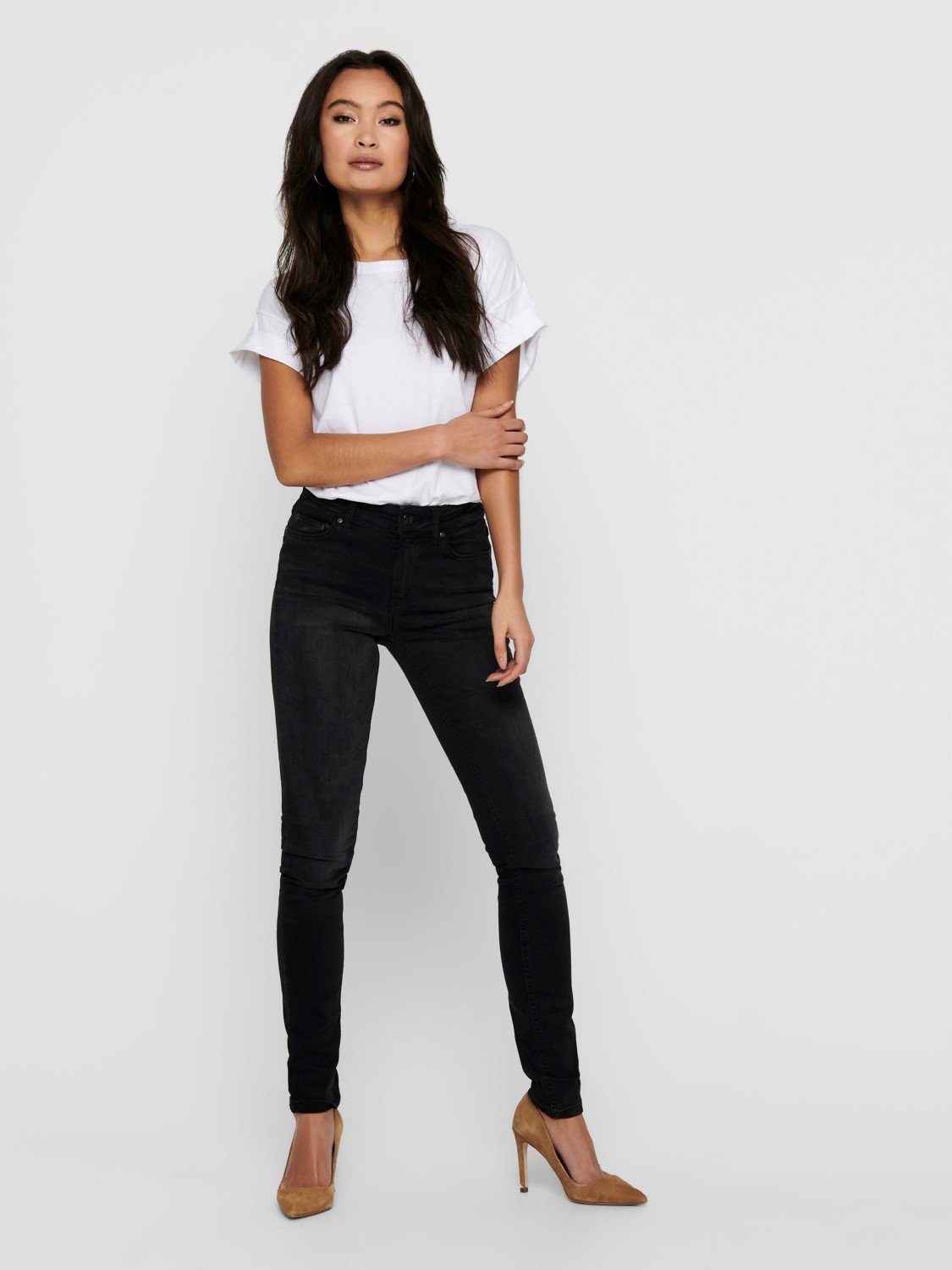 Damen Jeans Only Skinny-fit-Jeans 3714 (skinny fit, Reißverschluss) Damen Skinny Jeans Stretch Denim Mid Waist Hose ONLBLUSH LIF