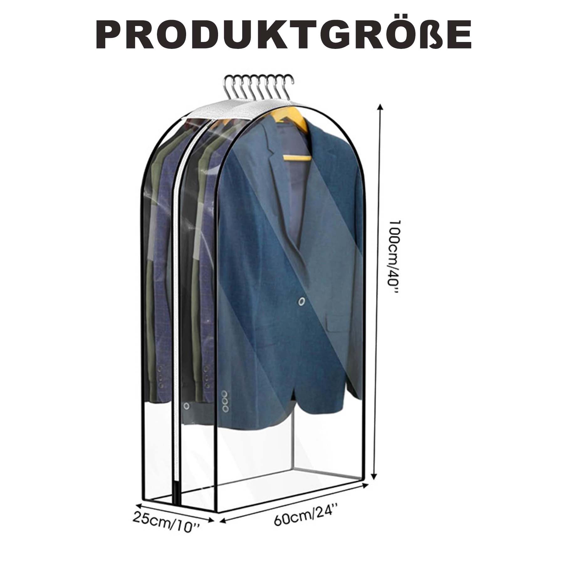 Mutig Kleidersack 3 Stück Kleidersack Kleidersäcke 60*100cm mit Reißverschluss (Durchsichtige Kleiderhülle,Staubschutz Kleiderschutz, 3 St., Mantel Kleider Abendkleider Anzug Schutz Kleiderhulle Anzughulle) Sakkos, Hemden, Anzugsack zur Aufbewahrung, Kleiderhülle