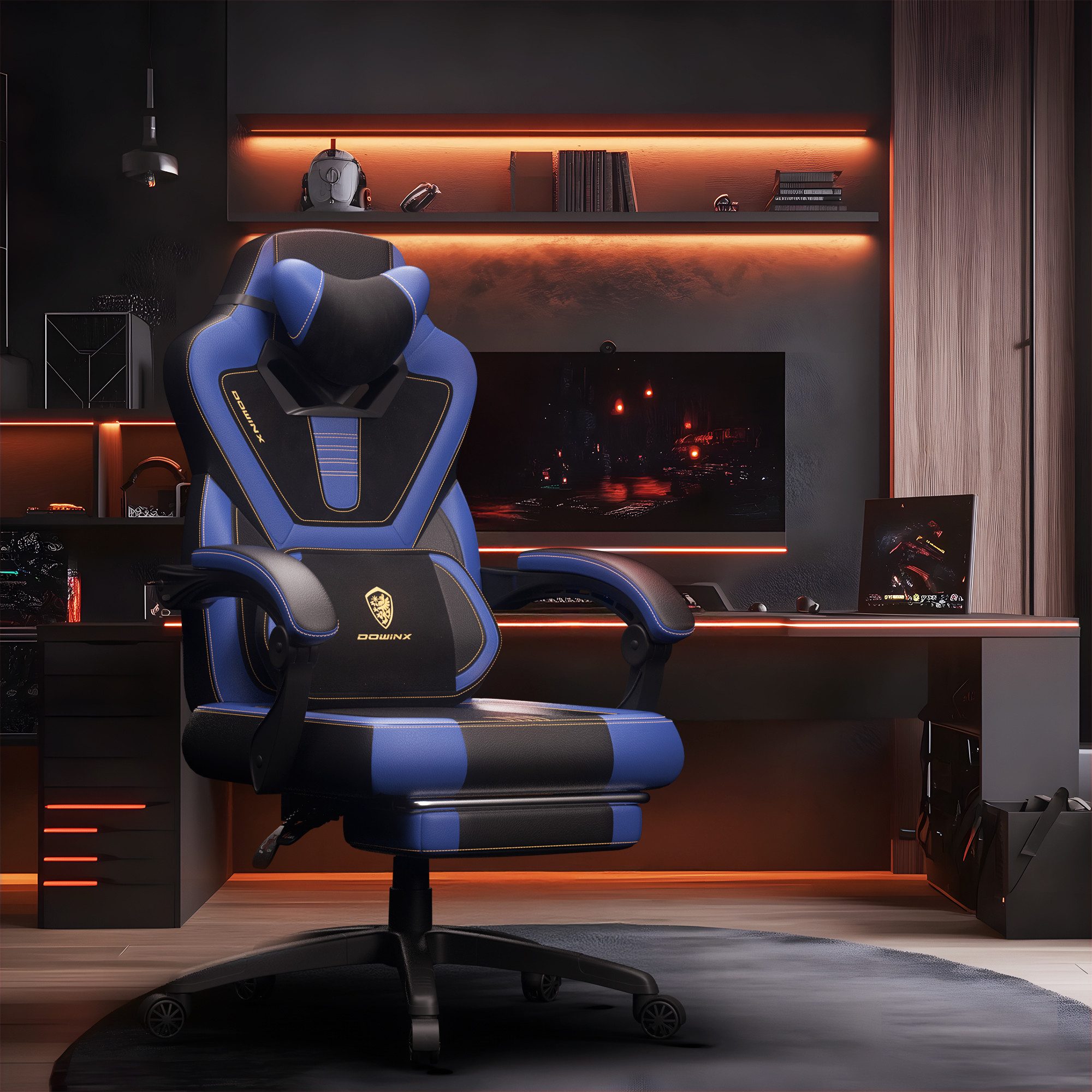 Dowinx Gaming-Stuhl Ergonomischer Computerstuhl mit Fußstütze und Massage, günstig online kaufen