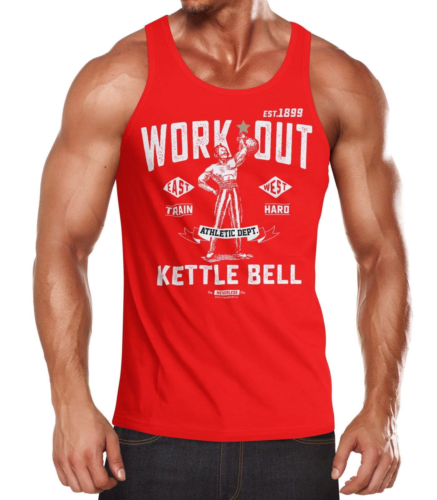 Neverless Tanktop Herren Tank-Top Kettle-Bell Muskelshirt Gym Muscle Shirt Fitness mit Print