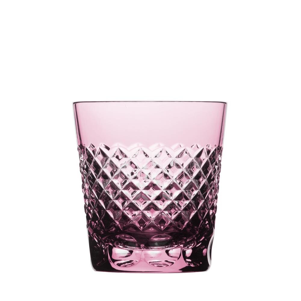 ARNSTADT KRISTALL Tumbler-Glas Trinkglas Becher Karo rosalin (8,5cm) Kristallglas mundgeblasen · hand