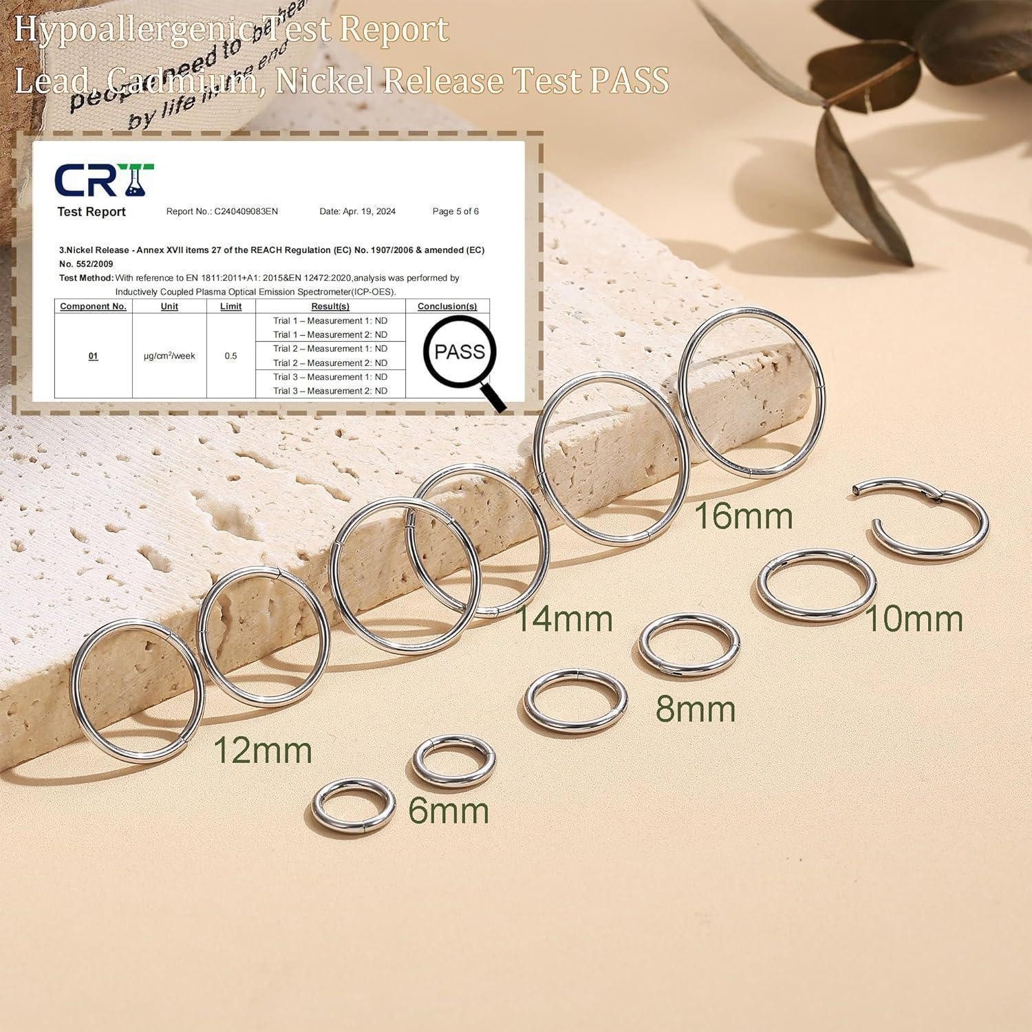 YADOCA Nasenpiercing-Set 12 Stück 316L Edelstahl Nasenpiercing Set Hypoallergen 16G Conch
