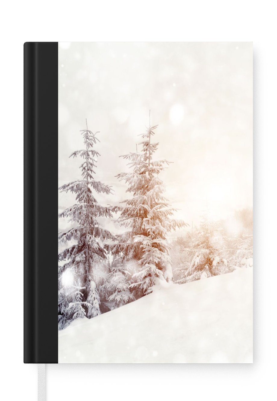 Schnee MuchoWow - - Winter, Notizheft, Notizbuch Haushaltsbuch Baum A5, 98 Merkzettel, Journal, Tagebuch, Seiten,