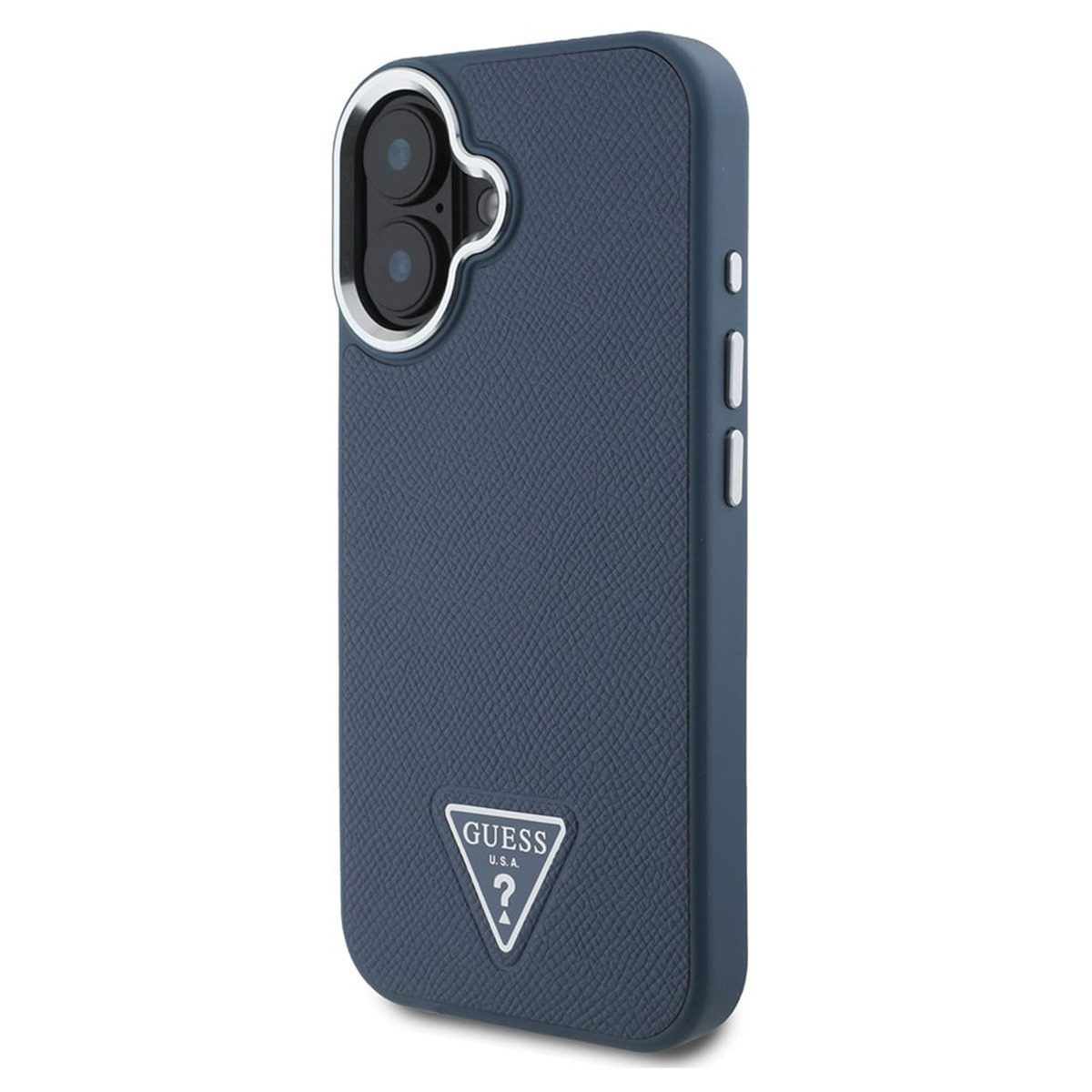 Guess Backcover Guess Grained Triangle Case MagSafe Apple iPhone 16 - Blue