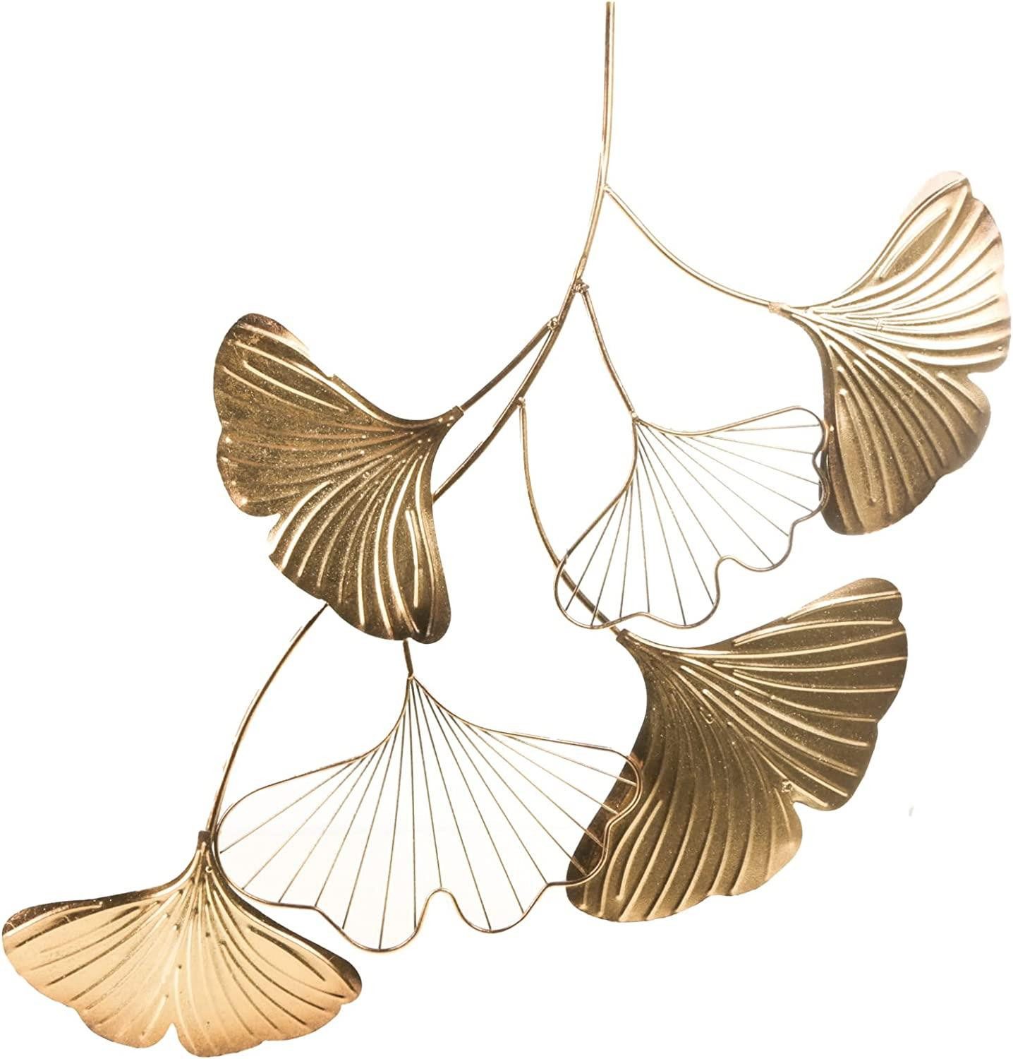 Wanddekoobjekt Wanddekoration Ginkgo Blätter gold aus Metall