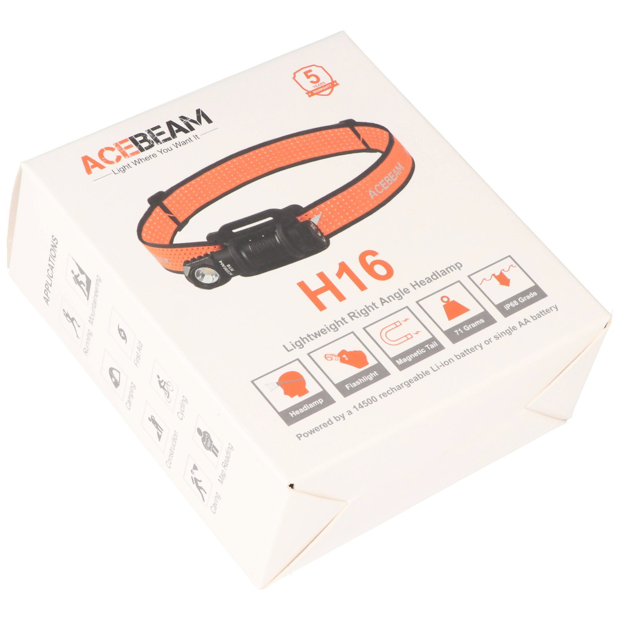 Acebeam LED Taschenlampe AceBeam H16 LED Stirnlampe mit max. 1.000 Lumen, 6.500K kaltweiß mit
