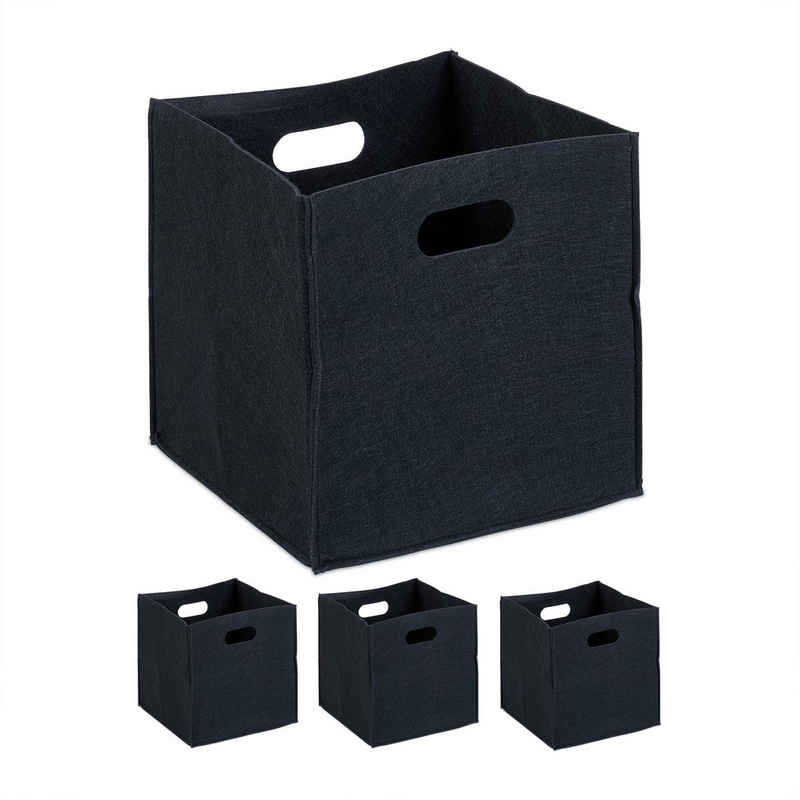 relaxdays Aufbewahrungskorb Aufbewahrungsbox Filz 4er Set, Schwarz