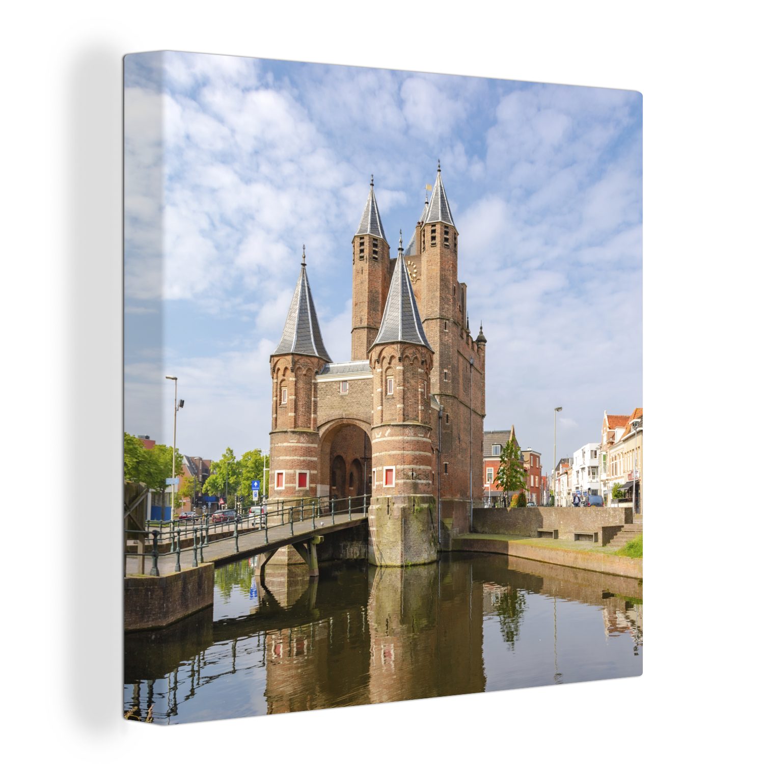 OneMillionCanvasses® Leinwandbild Amsterdamer Tor an den Grachten, (1 St), Leinwand Bilder für Wohnzimmer Schlafzimmer | Leinwandbilder