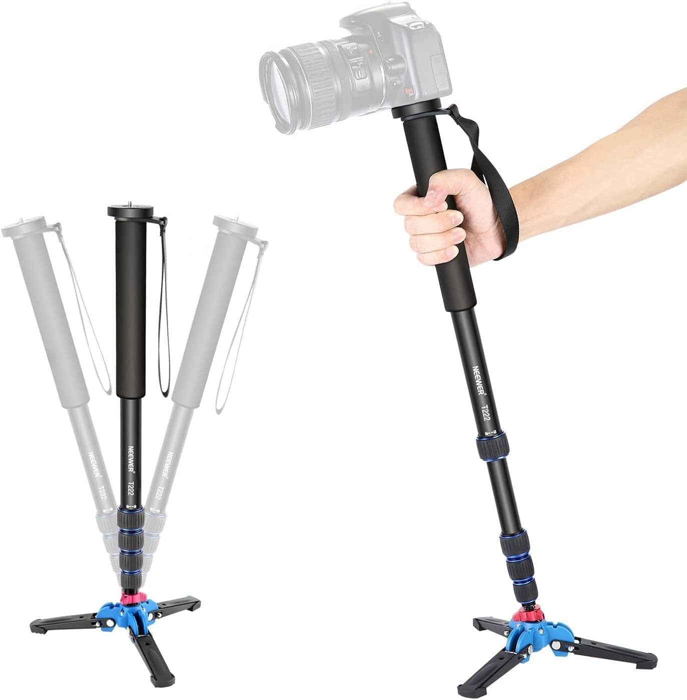 Neewer T222 Einbeinstativ 52-168cm, 5kg Tragkraft, für DSLR-Kameras Einbeinstativ (höhenverstellbar von 52 bis 168 cm)