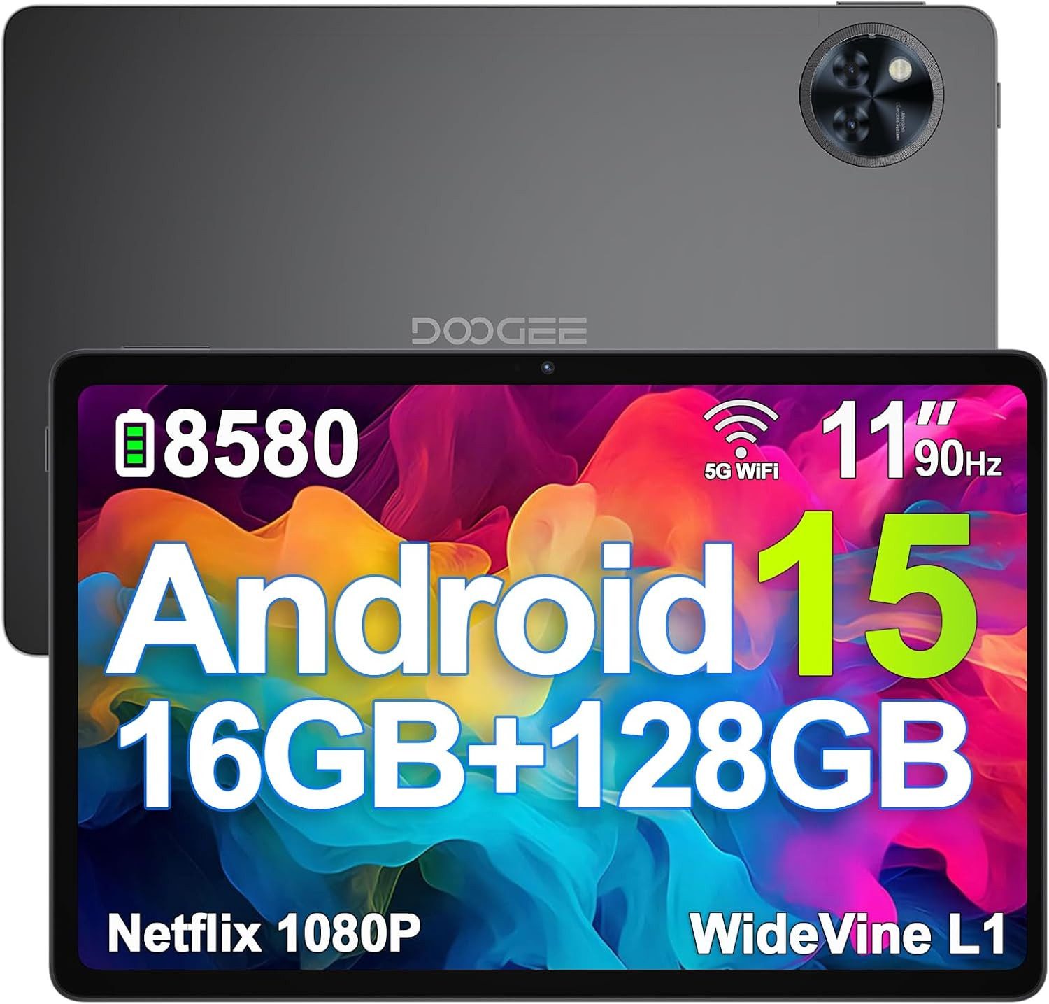 DOOGEE U11 Tablet (11", 128 GB, Android 15, Android 15, 8580 mAh, Unisoc T606, 7,9 mm Metallgehäuse, 16+128GB 2TB)