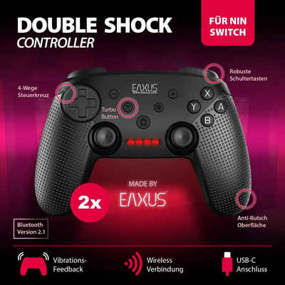EAXUS Kabelloser DoubleShock Controller für Nintendo Switch Switch-Controller (2 St., Bluetooth Gamepad, mit Turbo-Funktion)