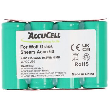 AccuCell Akku passend für Wolf Rasenschere Accu 60, ACCU60, 4,8 Volt NiMH Akku Akku 2150 mAh (4,8 V)