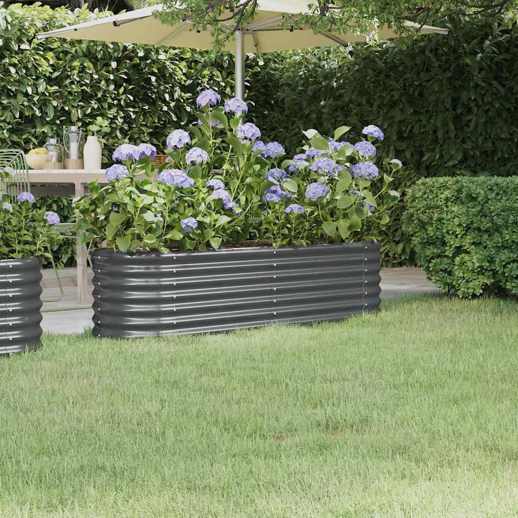 furnicato Hochbeet Oval 152 x 40 x 36 cm Anthrazit Verzinkter Stahl, Witterungsbeständiges Gemüsebeet mit stabilen inneren Stützbügeln