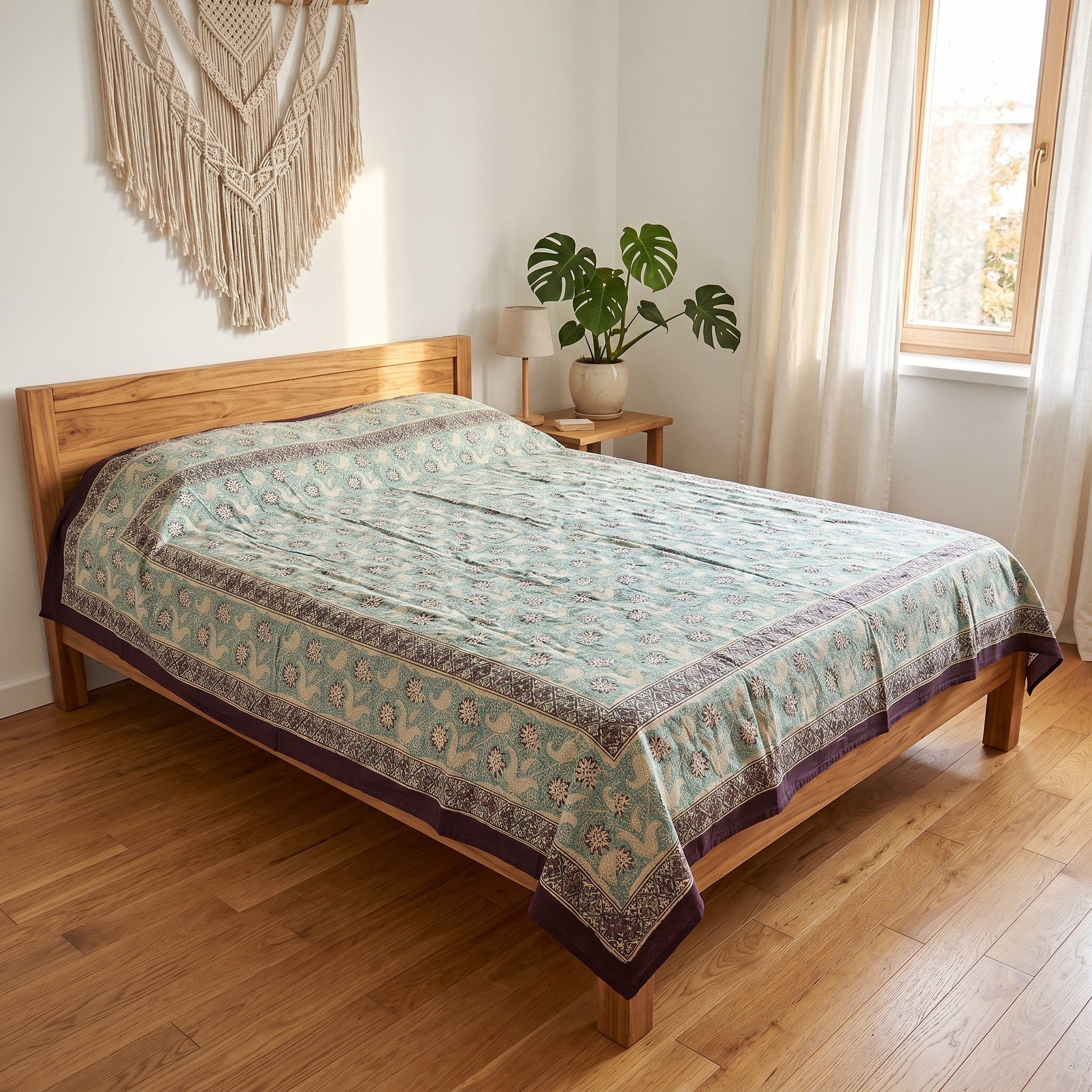 Guru-Shop Tagesdecke Blockdruck Tagesdecke, Bett & Sofaüberwurf,..