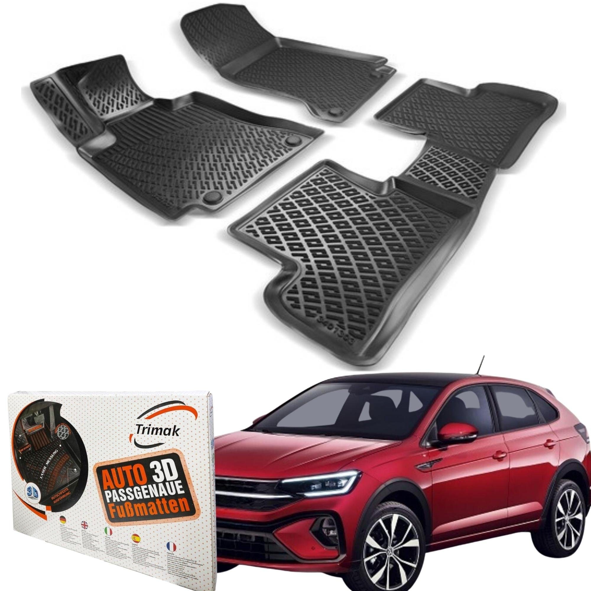 ELMASLINE Auto-Fußmatten (4 St), für VW Tiguan Allspace (2016 - 2023) 3D  Gummimatten, Zubehör - Hoher Rand (2016, 2017, 2018, 2019, 2020, 2021,  2022, 2023)
