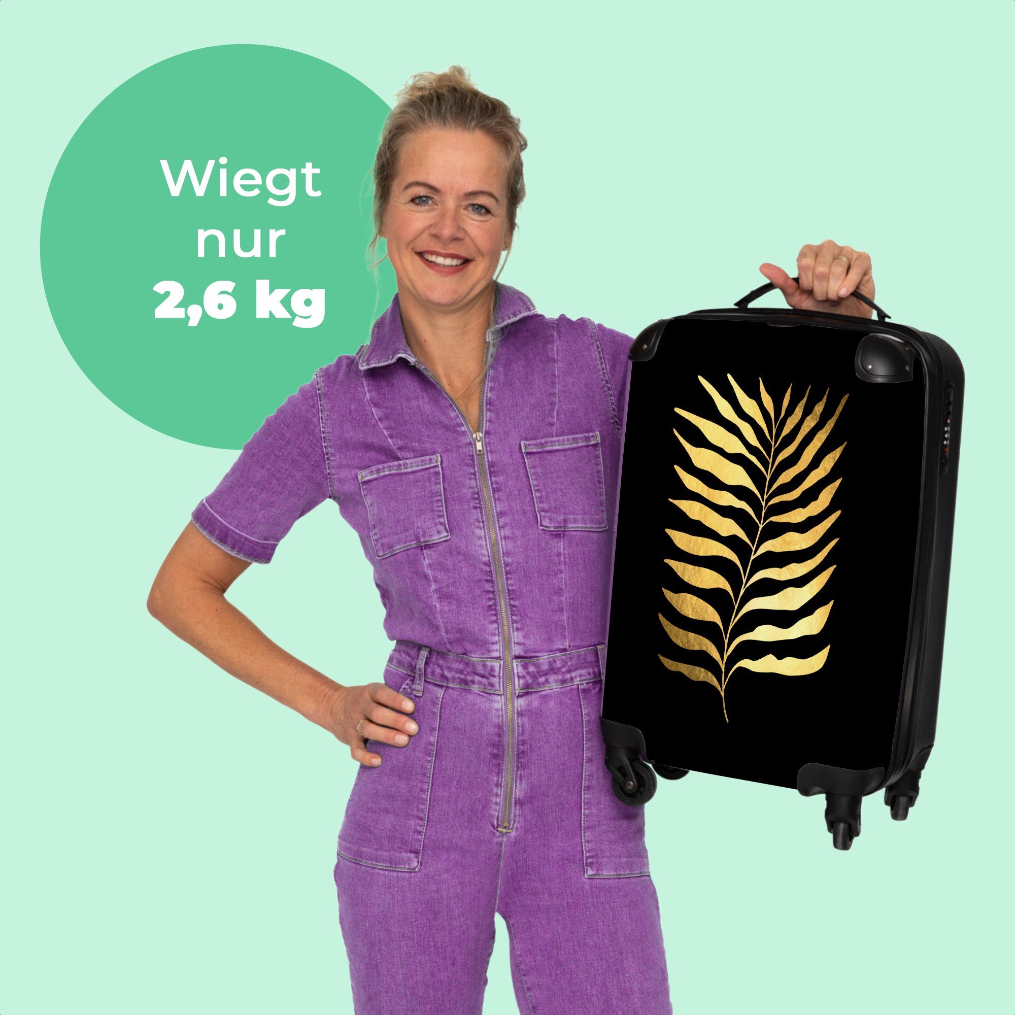 NoBoringSuitcases.com© Handgepäckkoffer 55x35x20cm - Trolley Rollkoffer Natur - Design, Rollen, Rollen Cabin Blätter - - Reisekoffer Luxus 4 4 Kleine - Handgepäck Gold mit