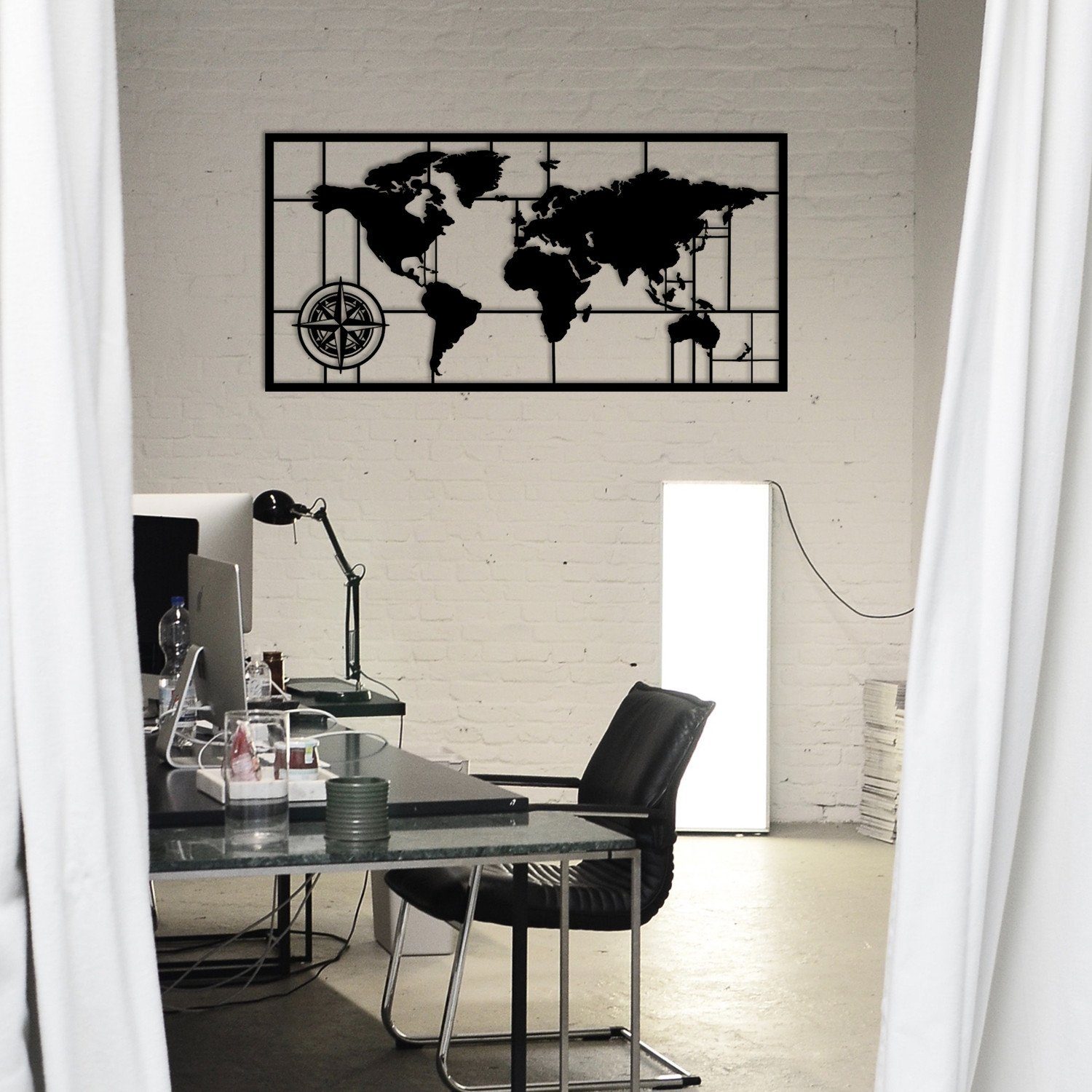 Wallity Wanddekoobjekt ENZ1119, Schwarz, 121 x 60 cm, 100% Metall