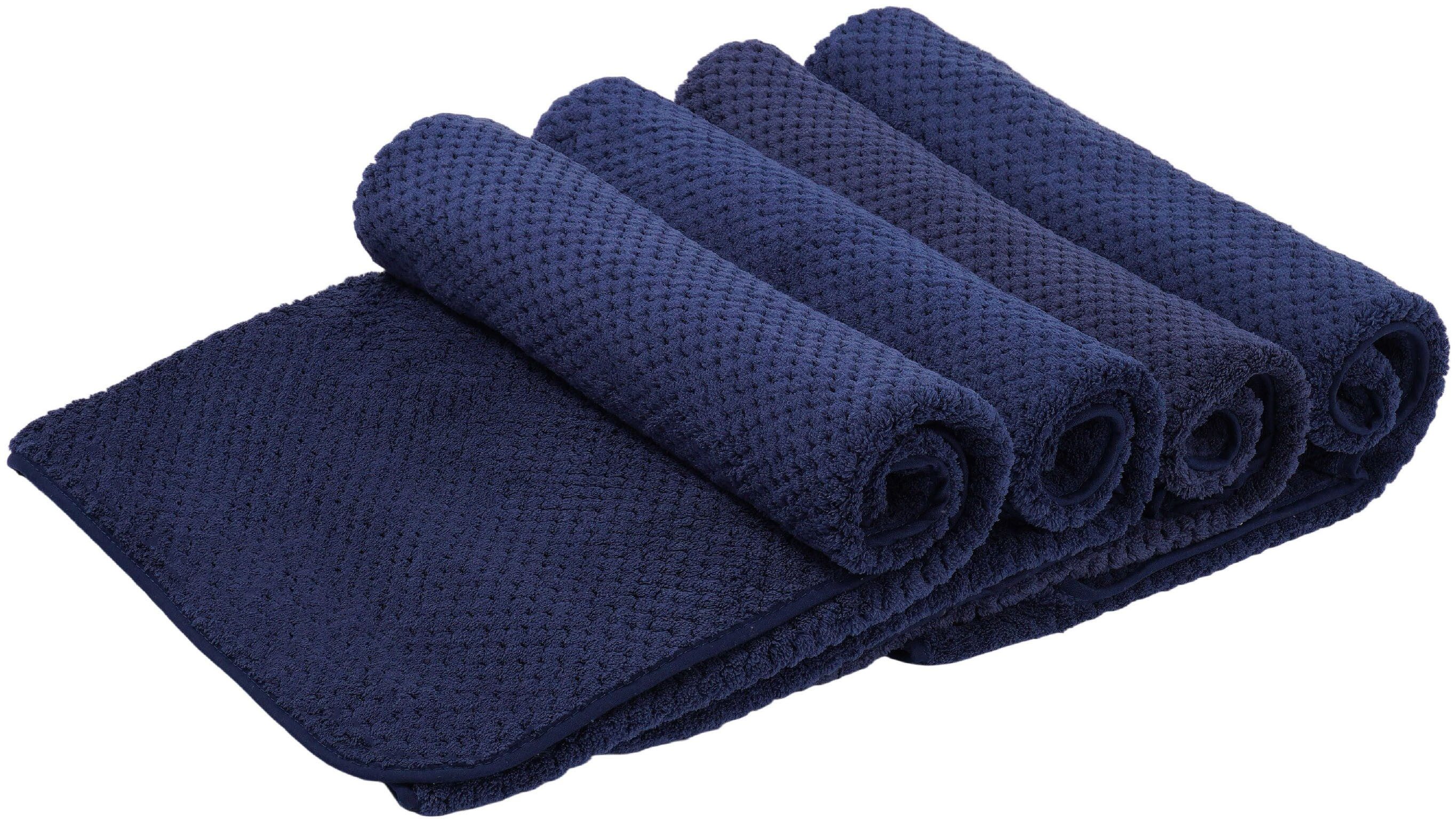 OTTO home Handtücher Parris, diverse Größen, ideal als Sporthandtuch, Reisehandtuch, Microfaser (4-St), sehr leicht, kompakt, schnelltrocknend, Mikrofaser, mit Waffelmuster