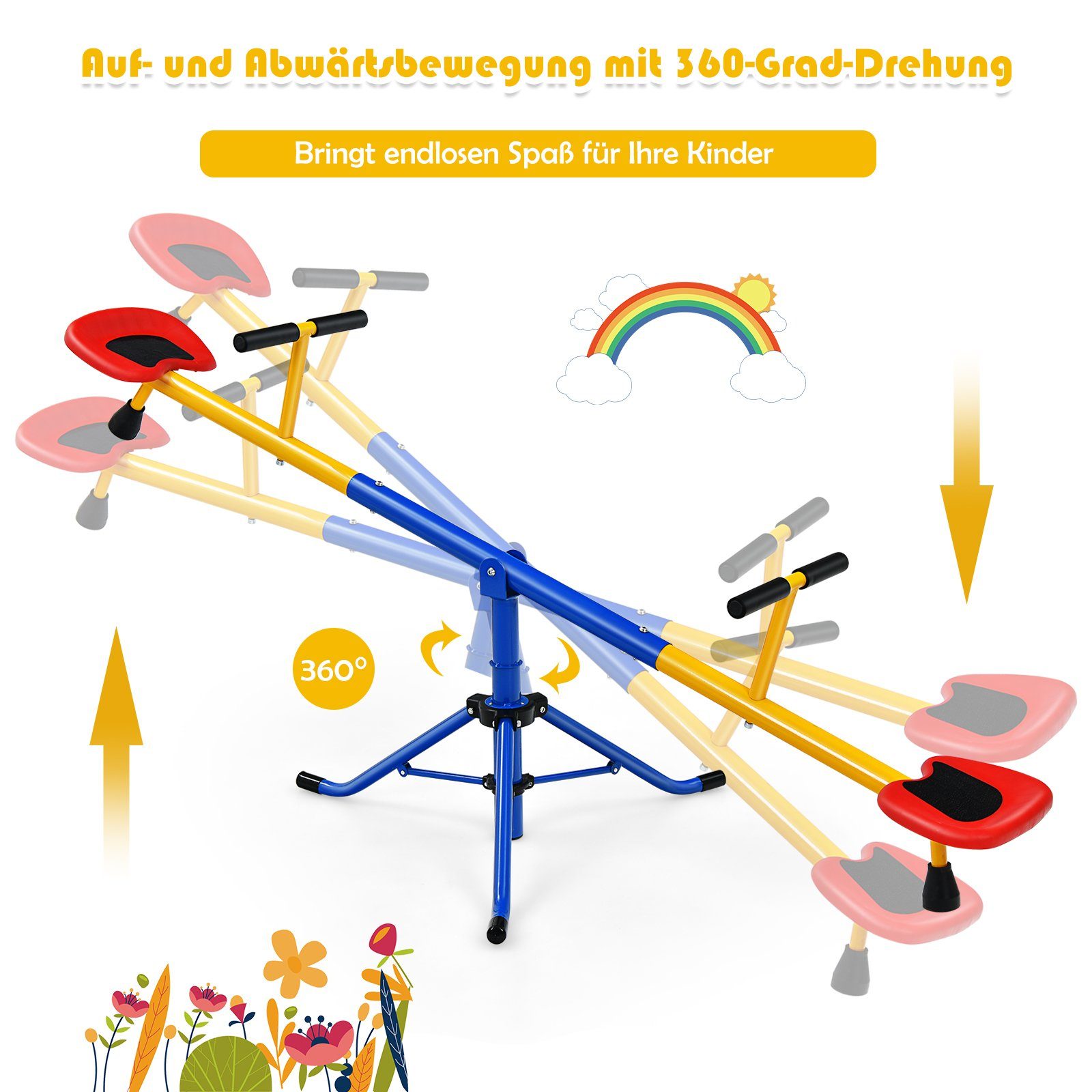 COSTWAY Wippe Gartenwippe 360° drehbar, mit 2 Sitzer