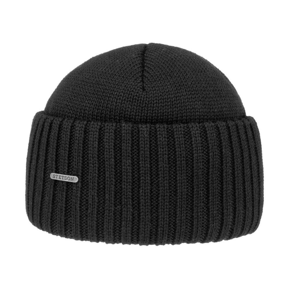 Stetson Beanie Stetson Beanie schwarz mit Markenemblem (nein) Wool Northport Merino Beanie