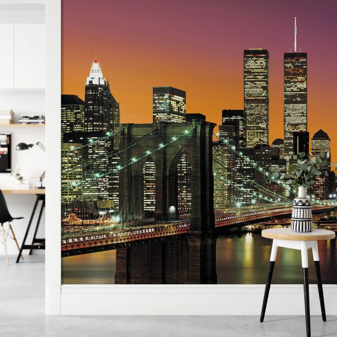 Wizard + Genius Fototapete Große Fototapete Manhattan Papiertapete New York Skyline Tapete, Wohnzimmer Wandbild modern | Fototapeten