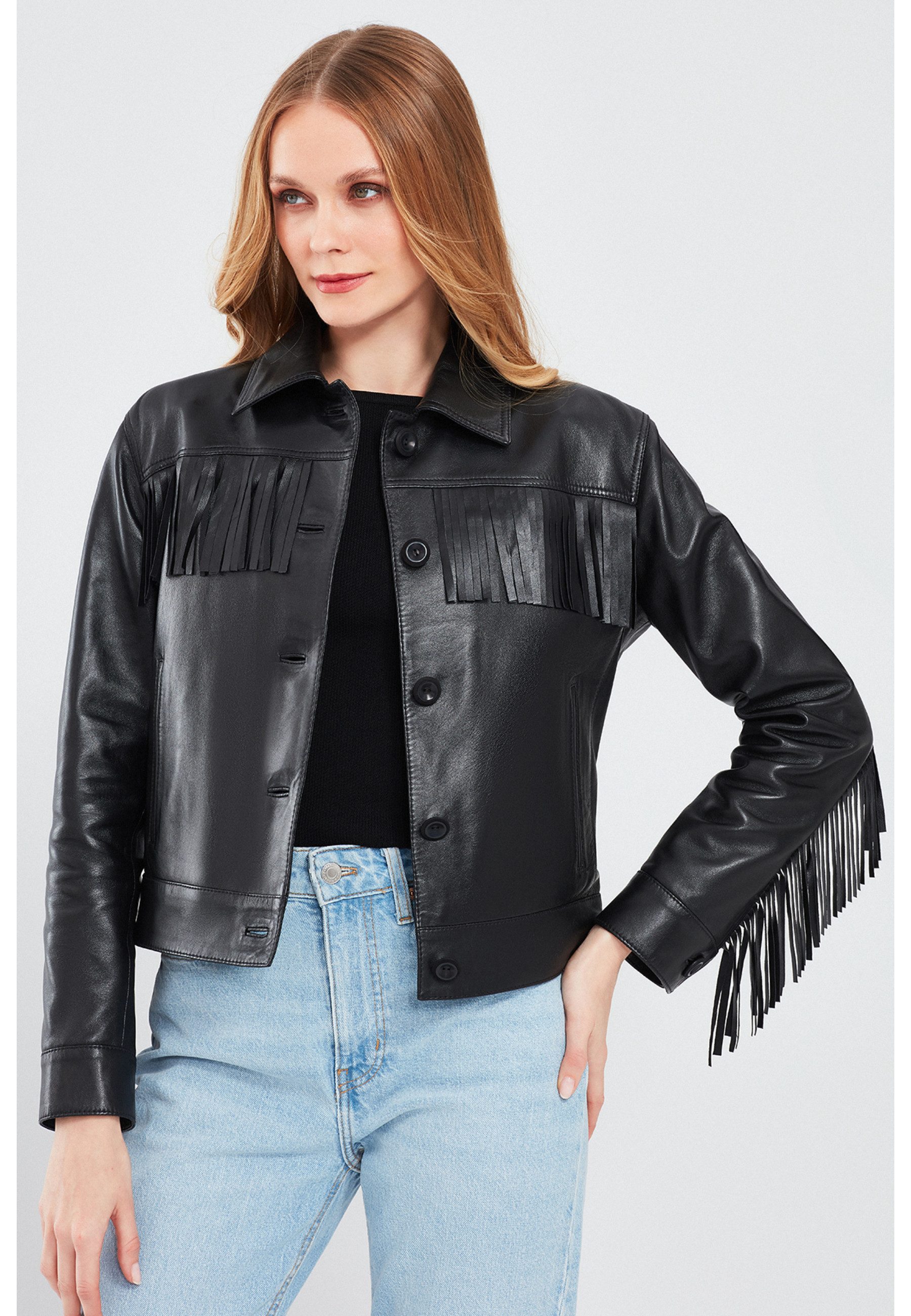 Lederjacke Luna Lederjacke mit Fransen