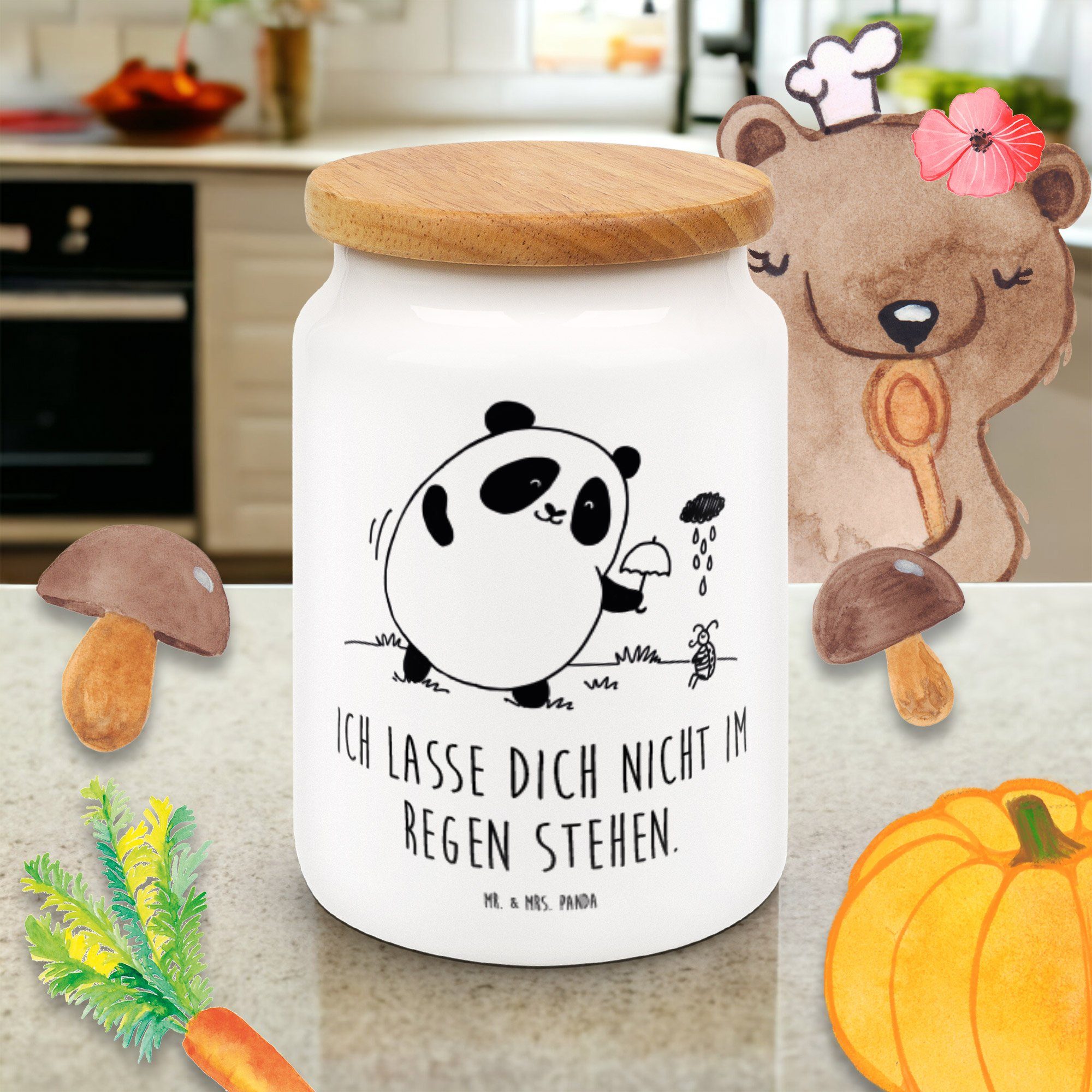 Zusammenhalt Vorratsdose - Panda Easy & Mrs. Weiß Leckerlidos, & Geschenk, Vorratsdose, - (1-tlg) Peasy Mr. Keramik,