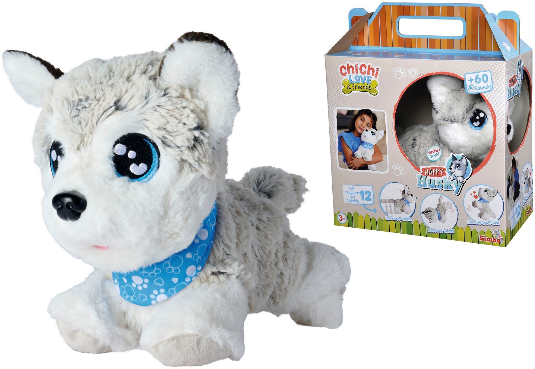 SIMBA Kuscheltier Chi Chi Love Happy Husky, mit Funktion