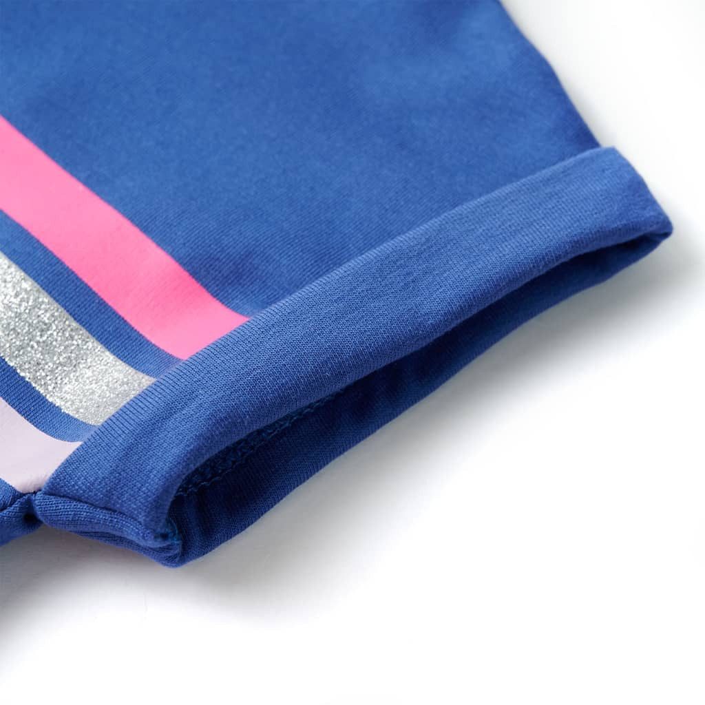 vidaXL Druckkleid Kinderkleid mit Kordelzug Kobaltblau 140