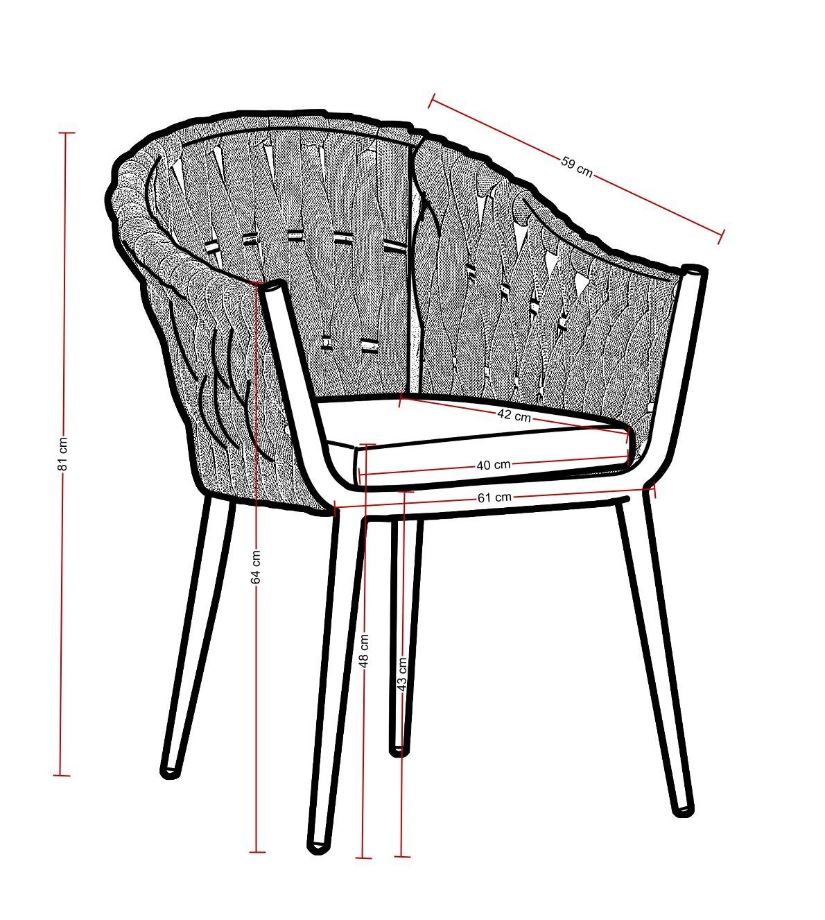 MOLINO, inkl. Destiny x 61 cm, Gartensessel 81 59 x Polster