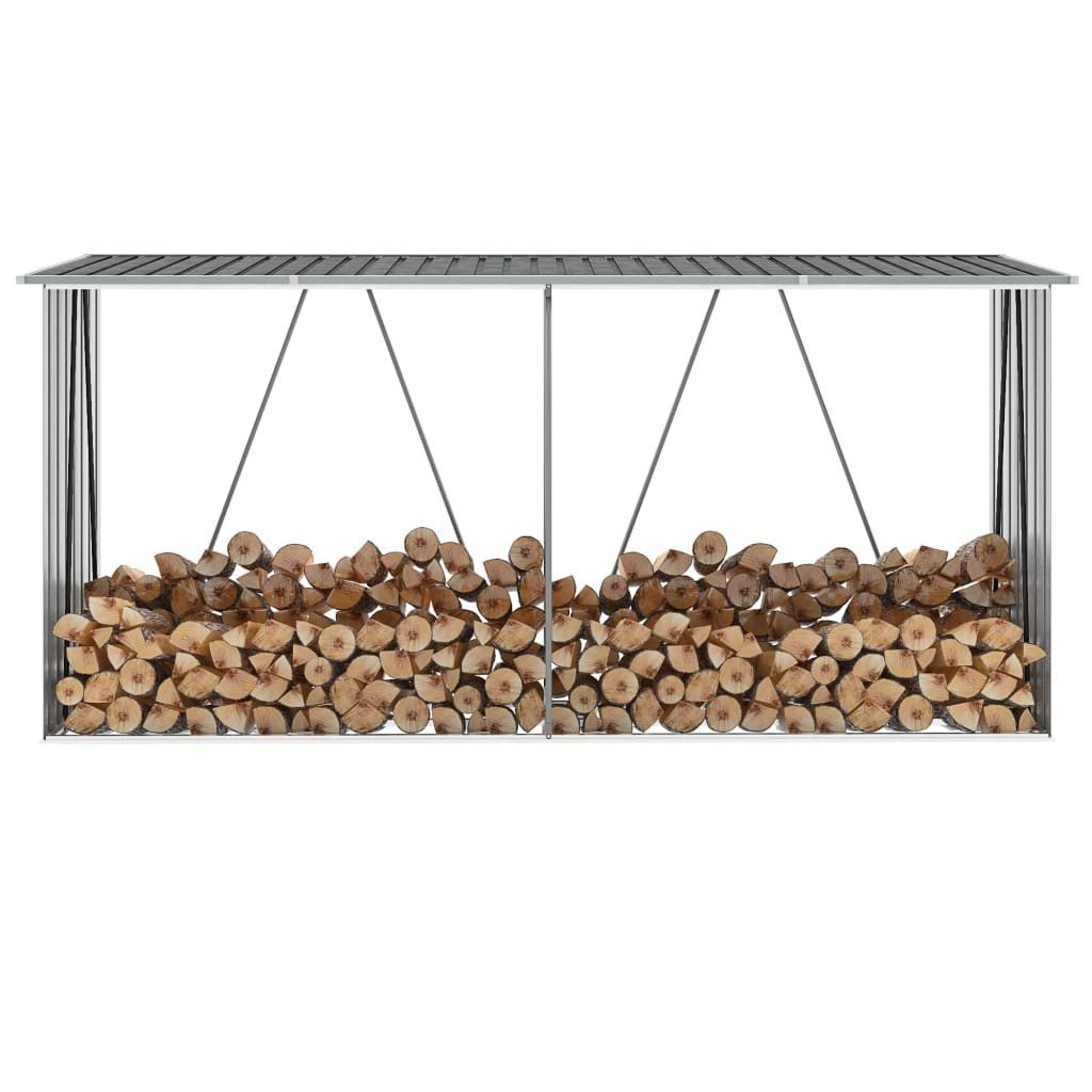 vidaXL Kaminholzregal NA Brennholzlager aus verzinktem Stahl 330x84x152 cm Grau, BxTxH:330x84x84 cm