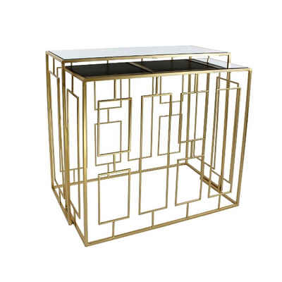 Werner Voß Beistelltisch S/2 tlg. Sideboard Art Deco - gold - Eisen/Glas - 85x38x80 cm (S) 80x33x75 cm (L) 85x38x80 cm - max. Belastbarkeit 10 kg