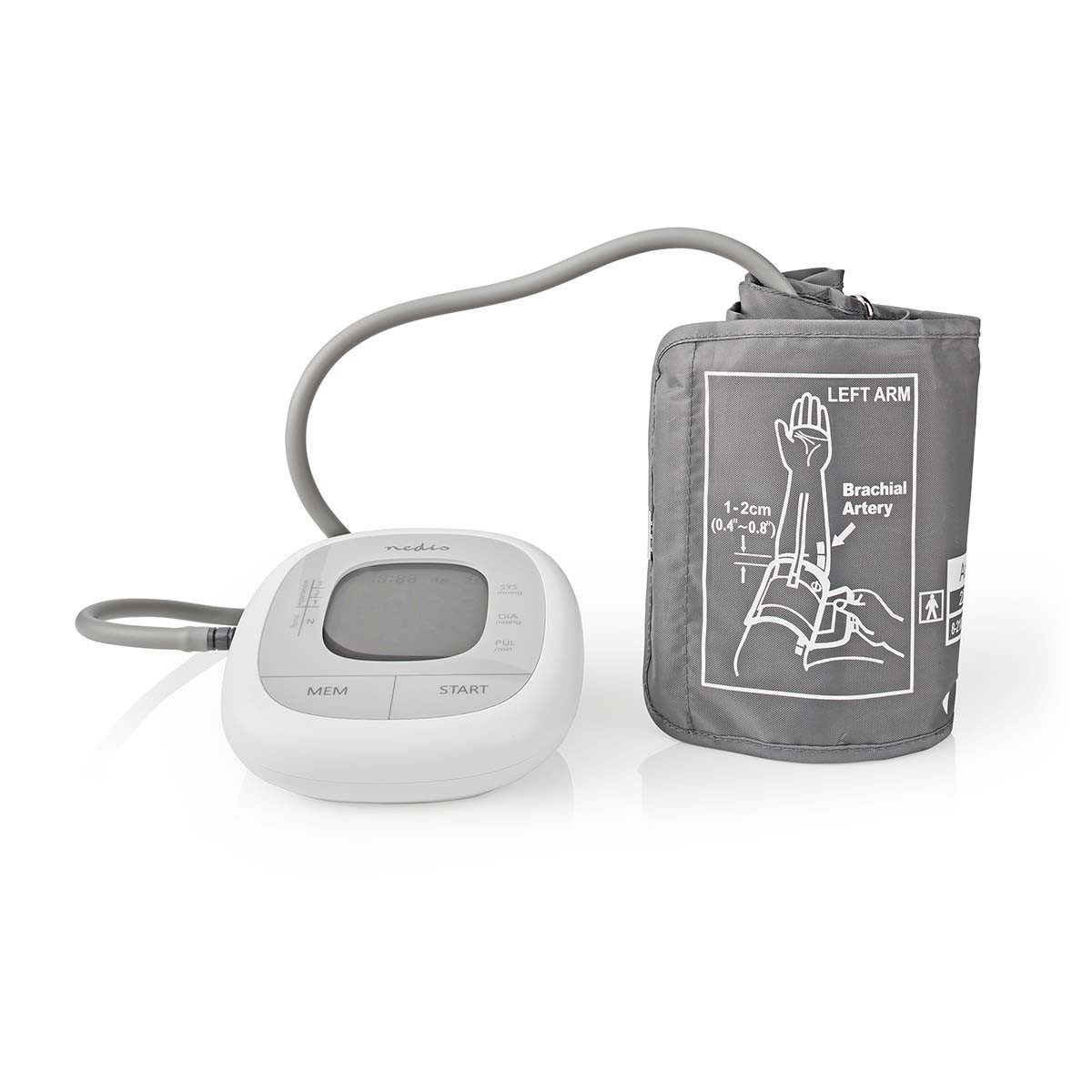 Nedis Blutdruckmessgerät HCBL400WT, oberarm messgerät, große anzeige, who farbskala, arrhythmie check, 22